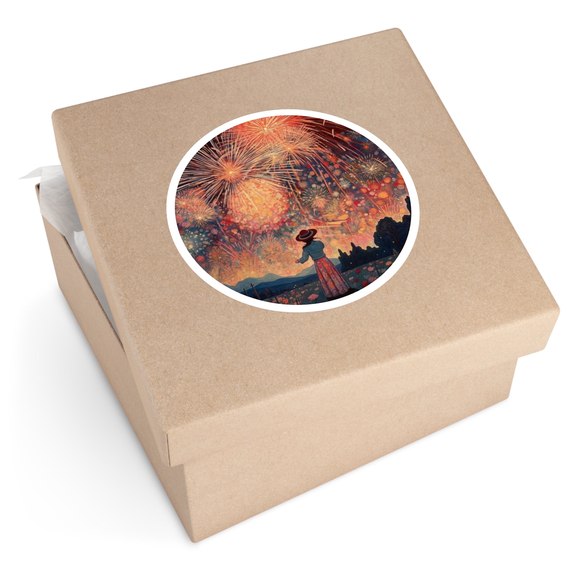 Bohemian Fireworks Sticker, Festival Art, Night Sky Design, Celebration Gift