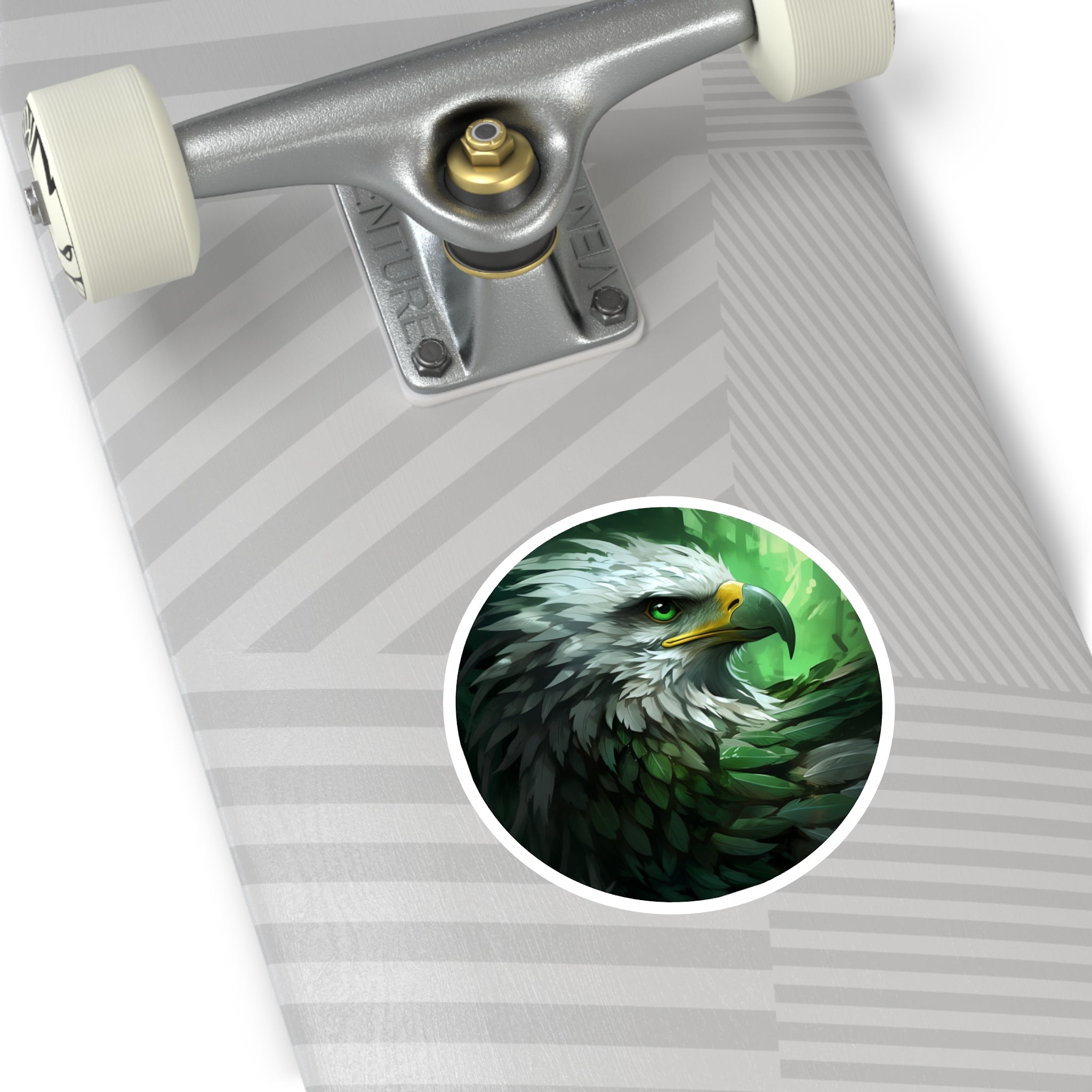 Eagle Head Sticker, Green Feathers, Power and Freedom, Nature Symbol Art