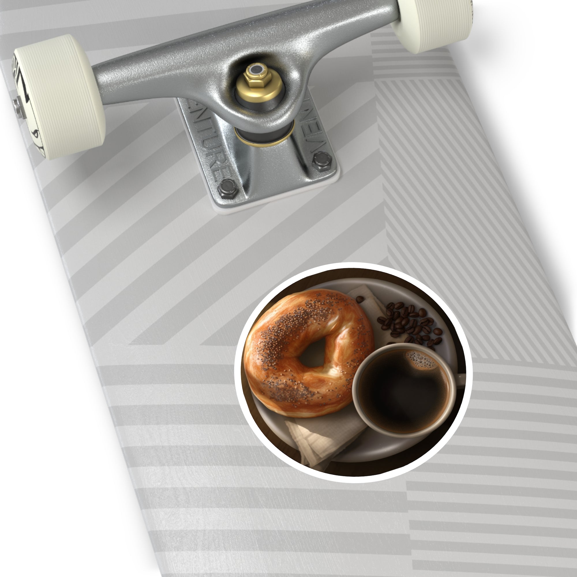 Bagel and Coffee, Morning Art Sticker, Breakfast Design, Cozy Gift