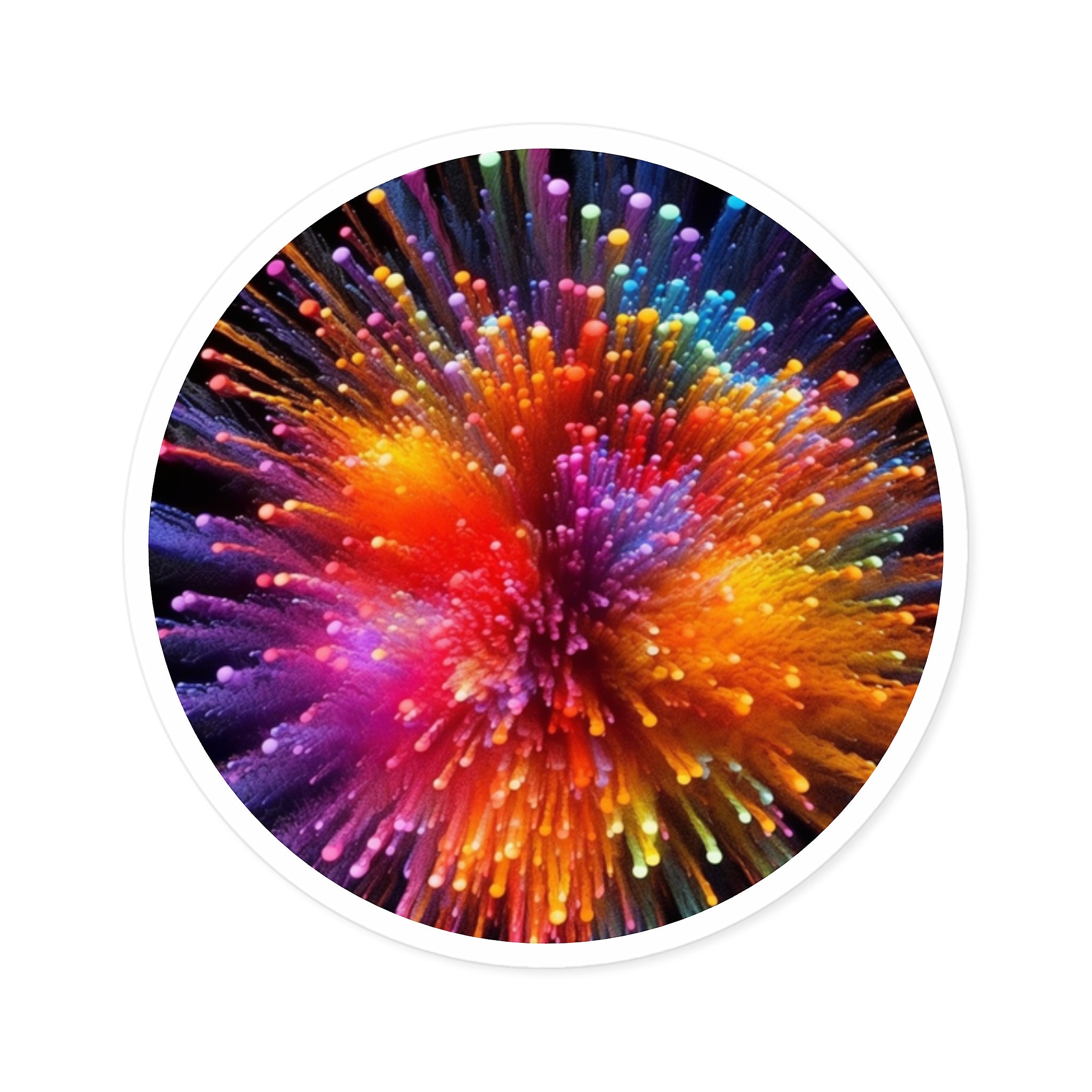 Rainbow Splash Fireworks Sticker, Psychedelic Design, Vivid Explosion Art, Trippy Style