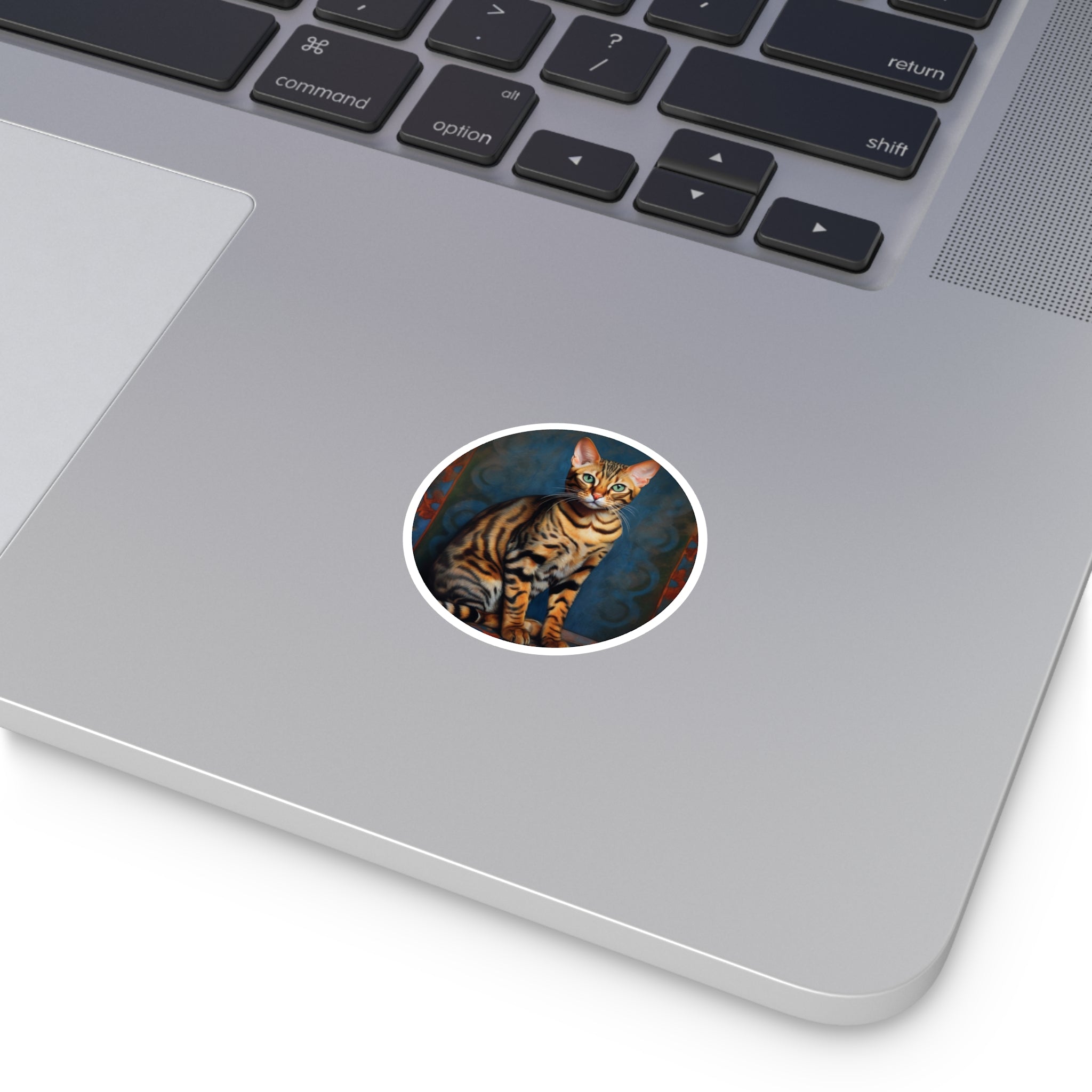 Bengal Cat Portrait, Artistic Sticker, Cat Lovers, Elegant Pattern