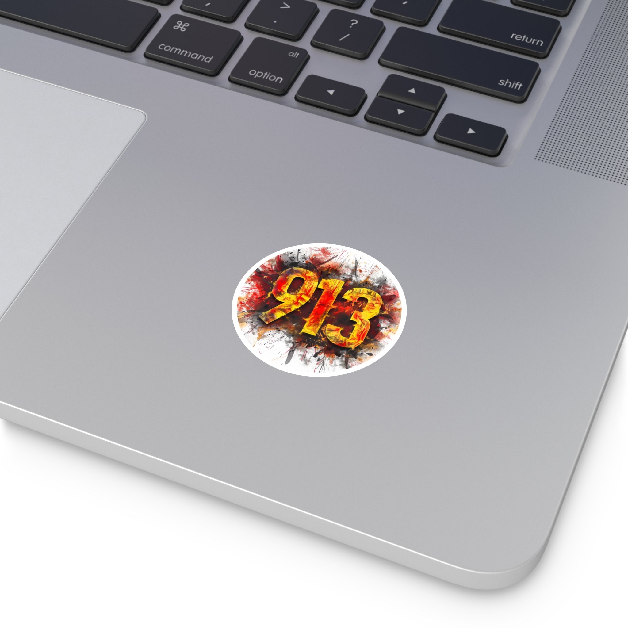 913 Kansas City Sticker, Bold Number Art, Red and Yellow Design, Local Pride Gift