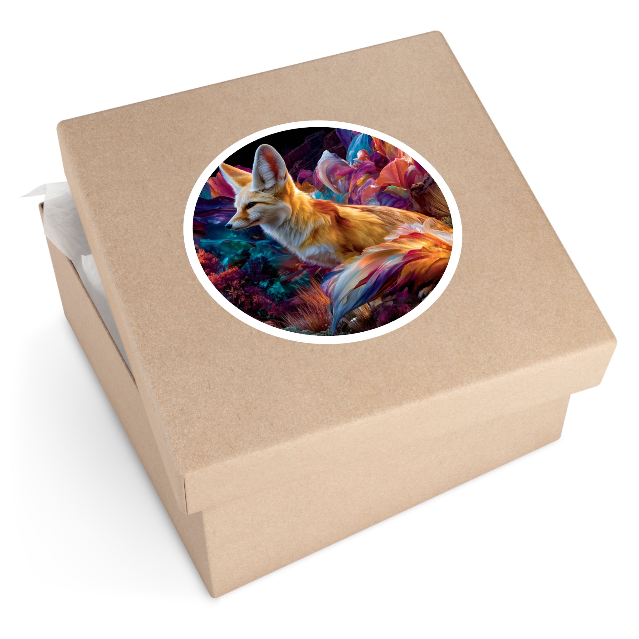 Colorful Fennec Fox in Vibrant Landscape Sticker