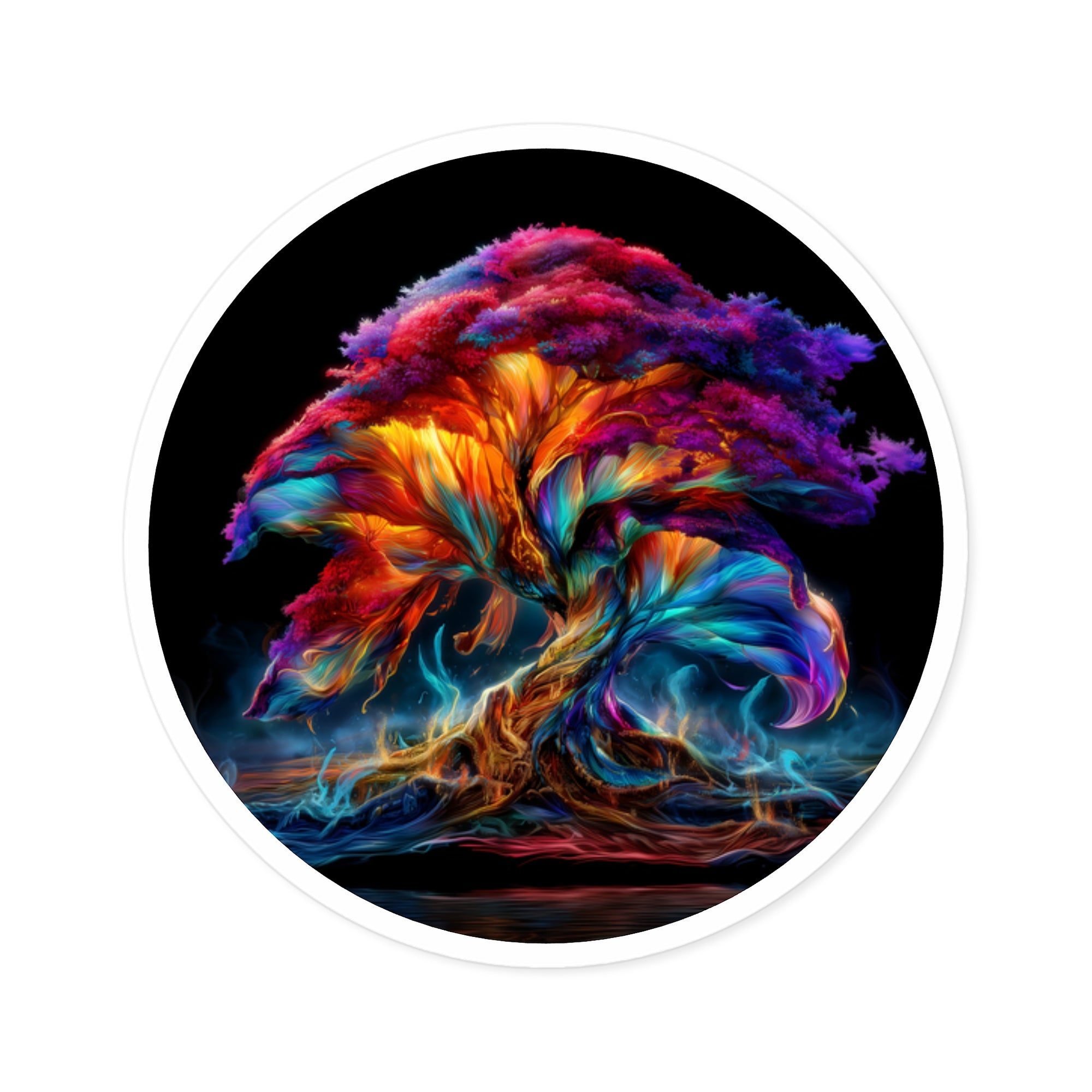 Rainbow Tree Sticker, Vibrant Nature Art, Color Explosion Design, Fantasy Gift