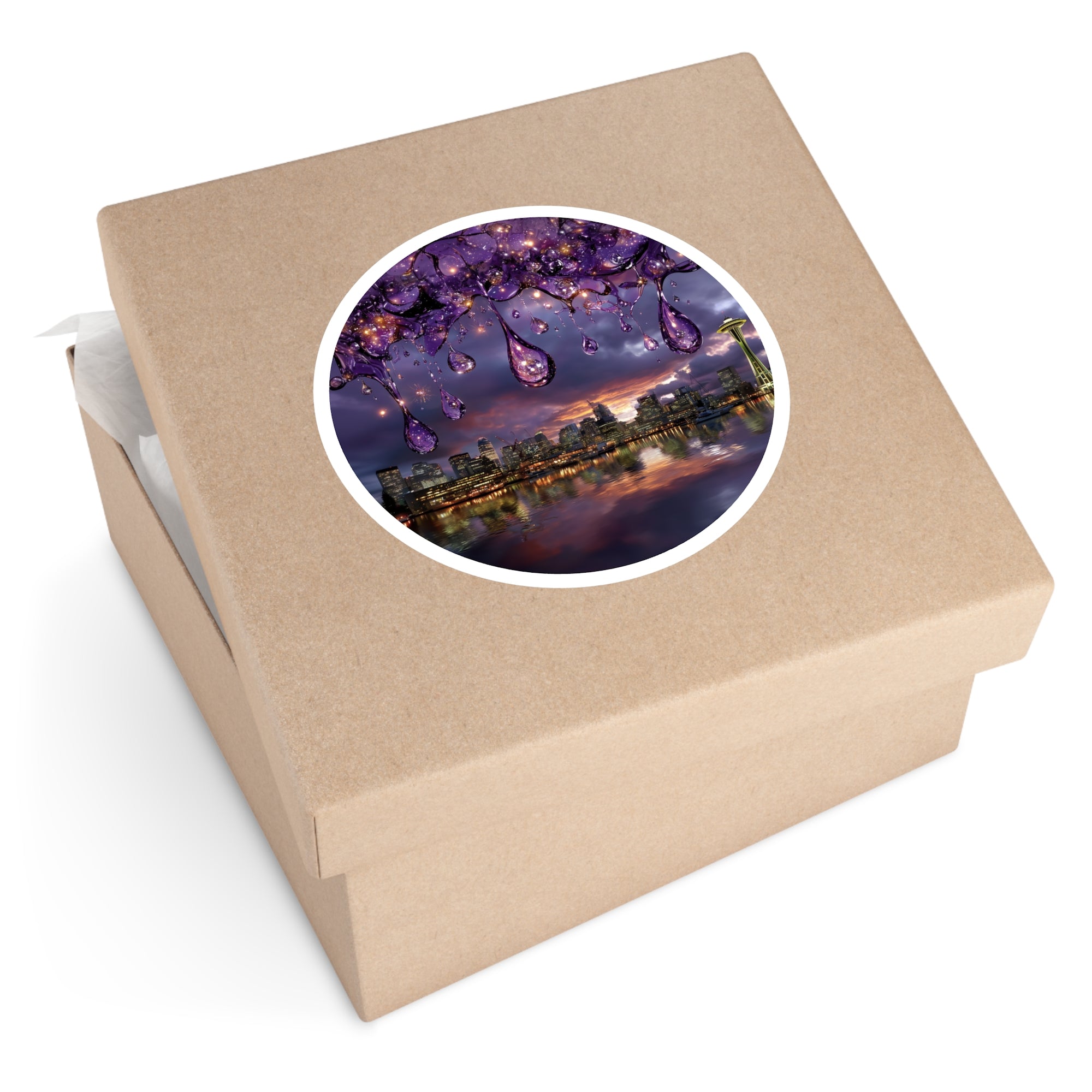 Purple Rain Cityscape Sticker