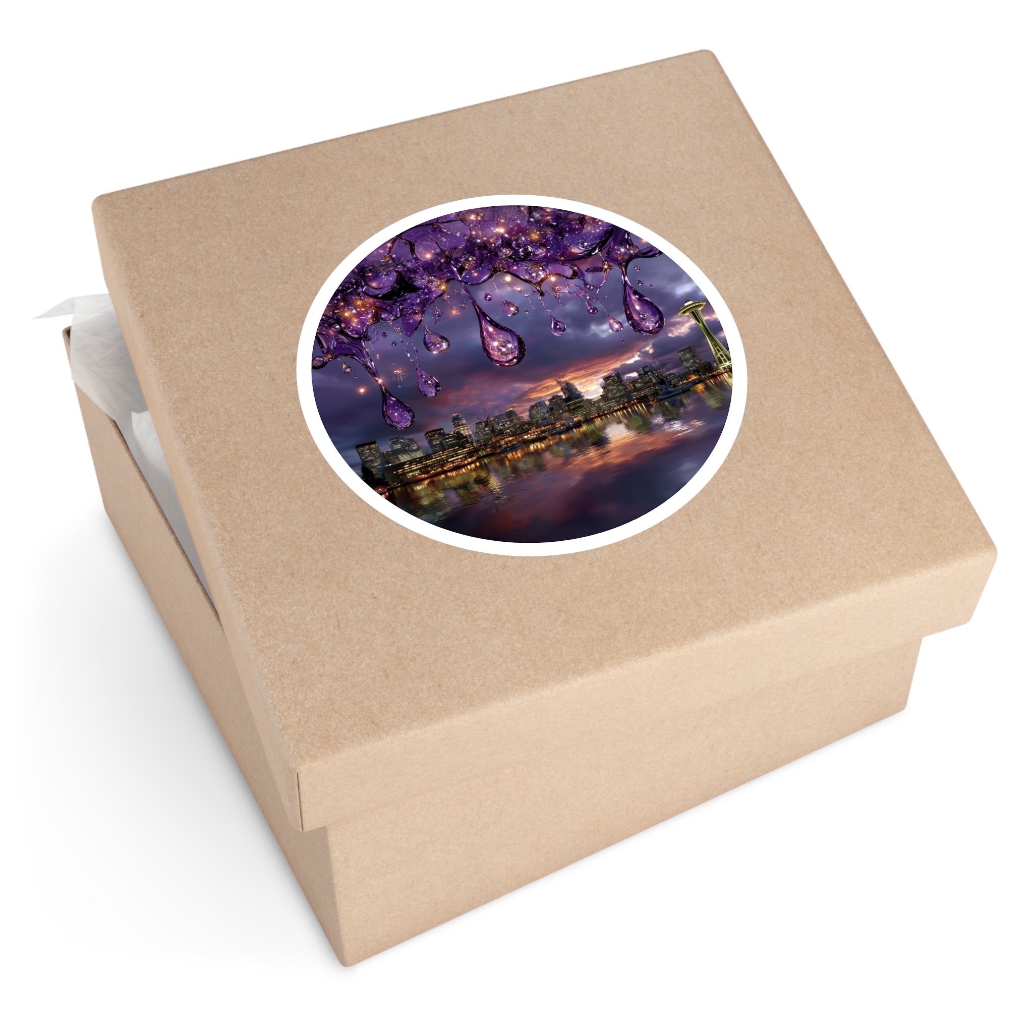 Purple Rain Cityscape Sticker