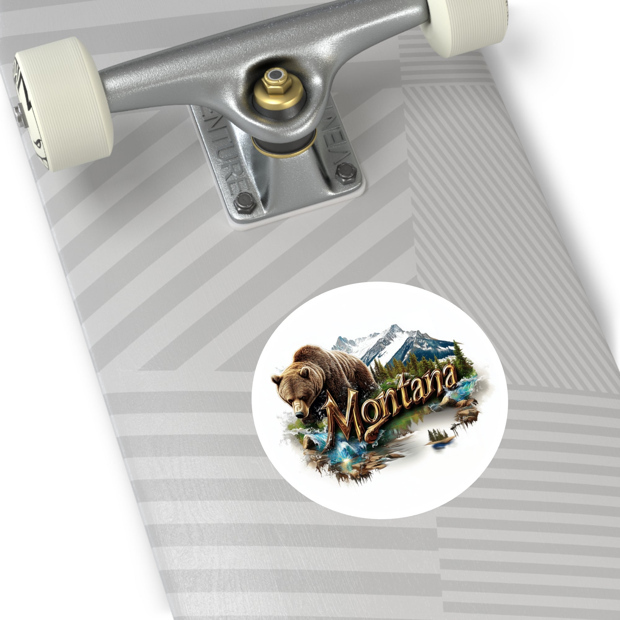 Montana Bear Sticker, State Animal Design, Wilderness Art, Mountain Scene