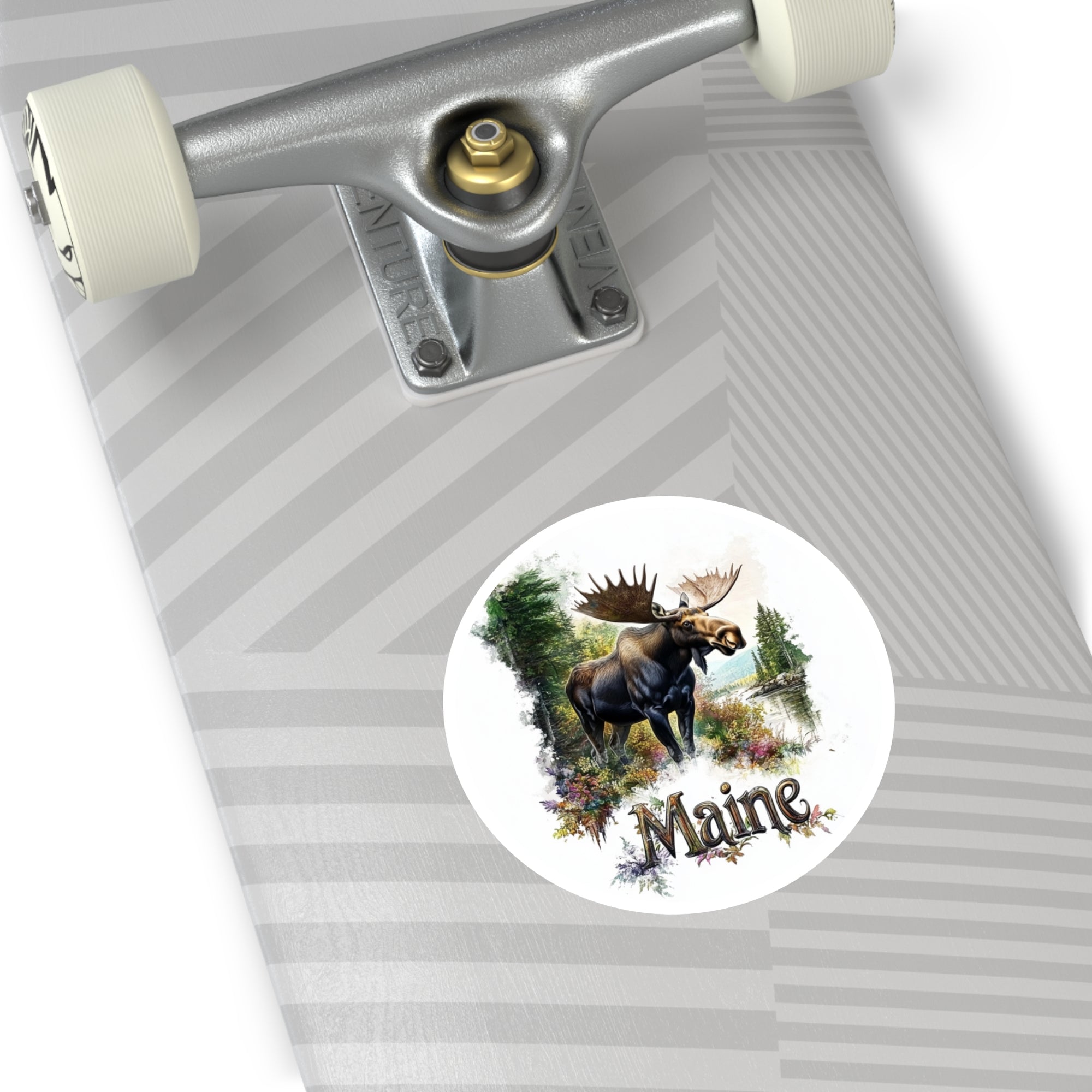 Maine Moose Sticker, State Animal Art, Forest Scene, Outdoor Design