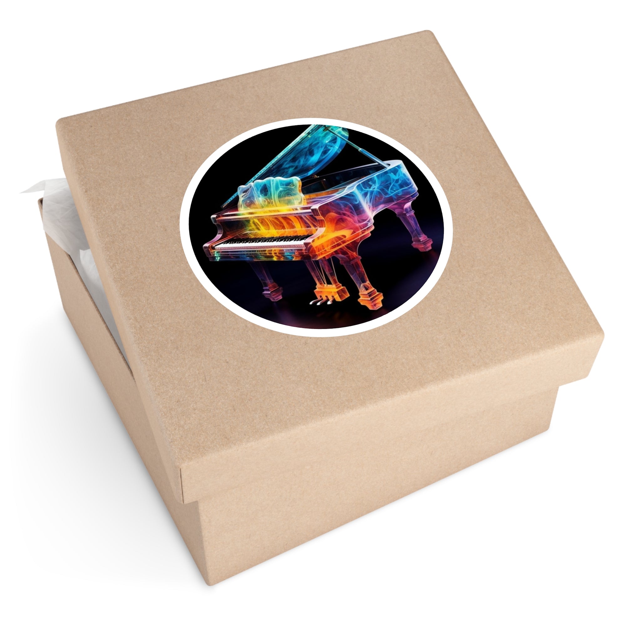 Glass Piano, Artistic Instrument Sticker, Music Lovers, Elegant Decor