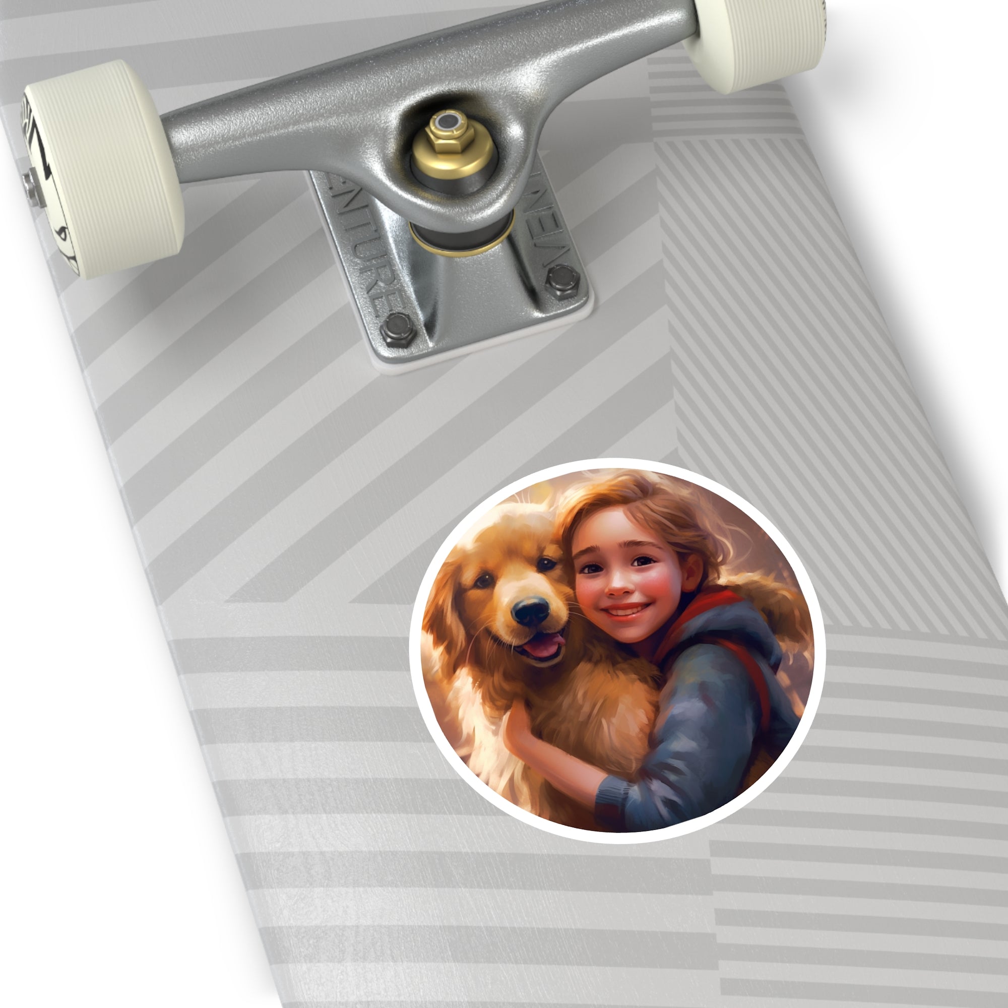 Girl and Dog Sticker, Heartwarming Design, Friendship Art, Cozy Feel