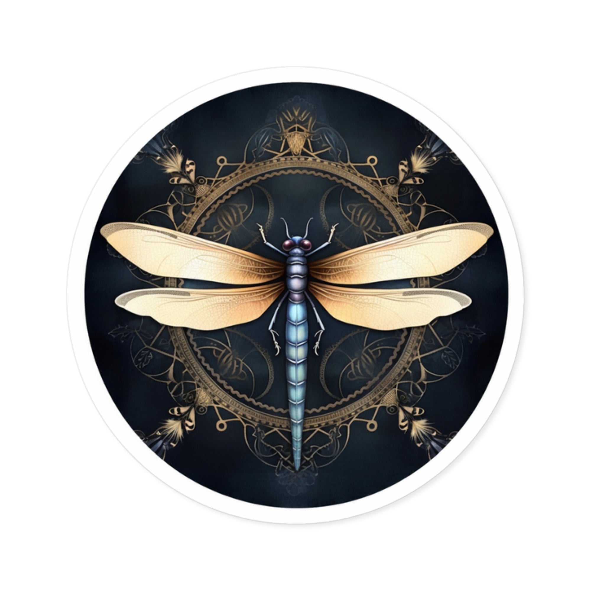 Dragonfly Mandala, Detailed Art Sticker, Notebook Decor, Nature Gift