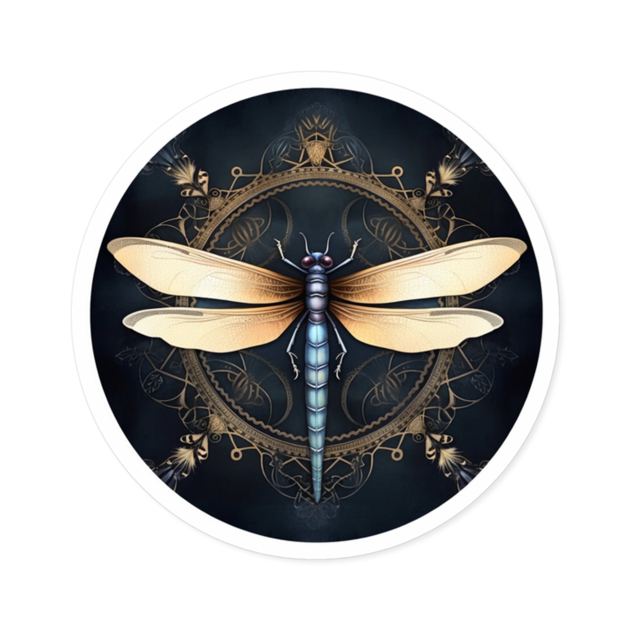 Dragonfly Mandala, Detailed Art Sticker, Notebook Decor, Nature Gift