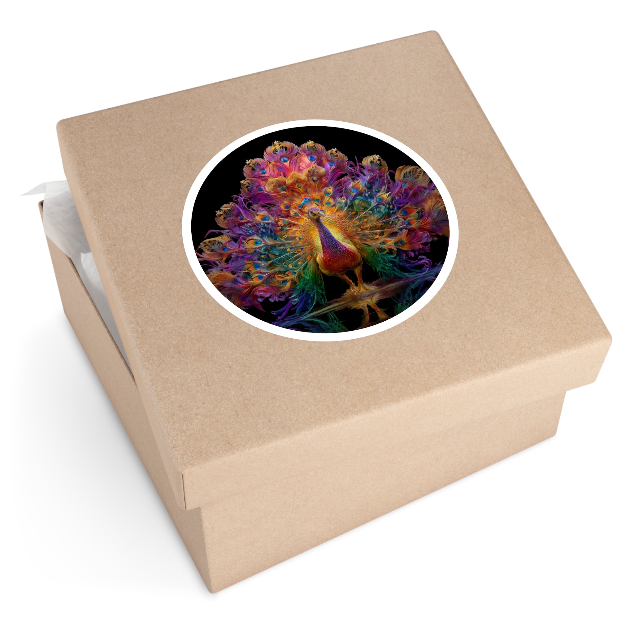 Feathered Peacock, Realistic Vinyl Sticker, Elegant Bird Design, Nature Art for Bottles or Laptops