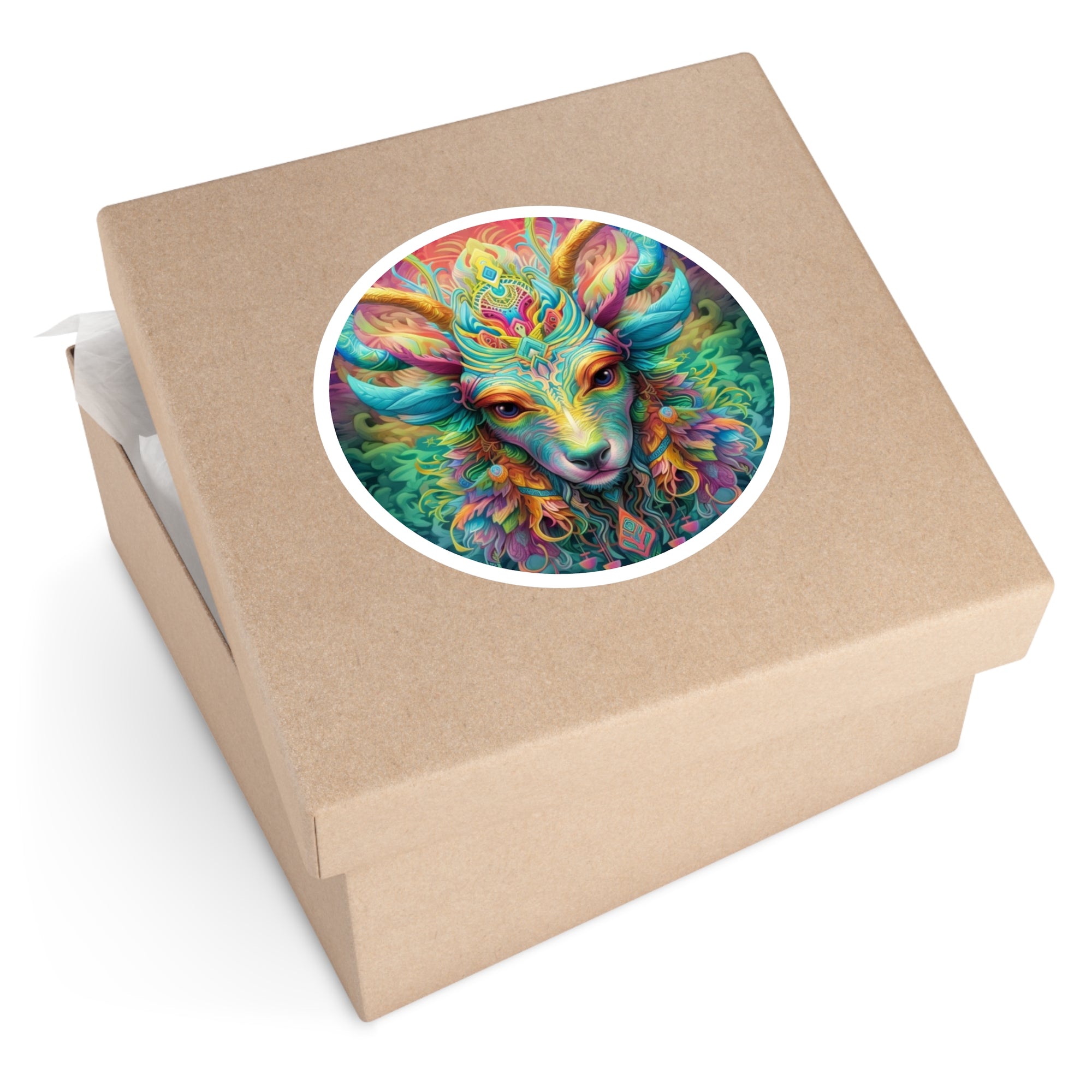 Rainbow Spirit Animal Sticker, Psychedelic Art, Fantasy Design, Trippy Creature