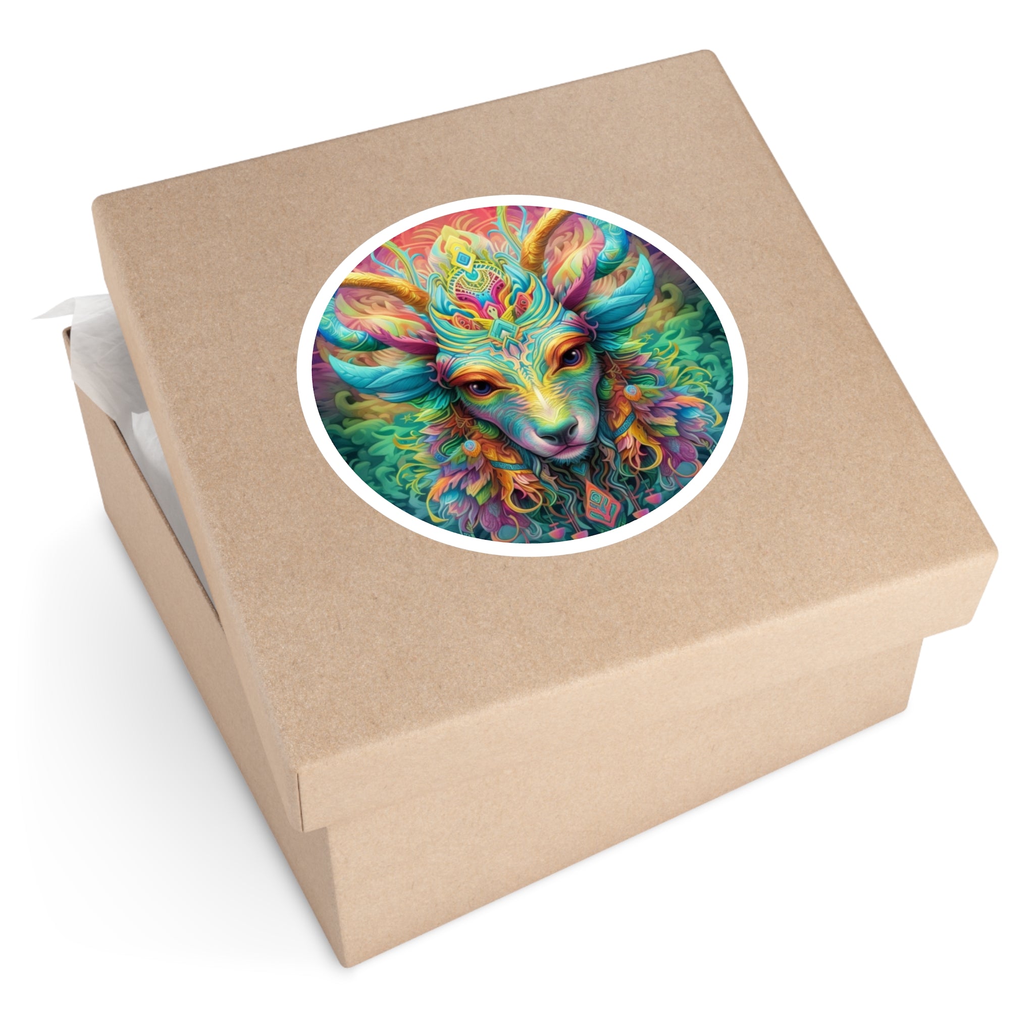 Rainbow Spirit Animal Sticker, Psychedelic Art, Fantasy Design, Trippy Creature