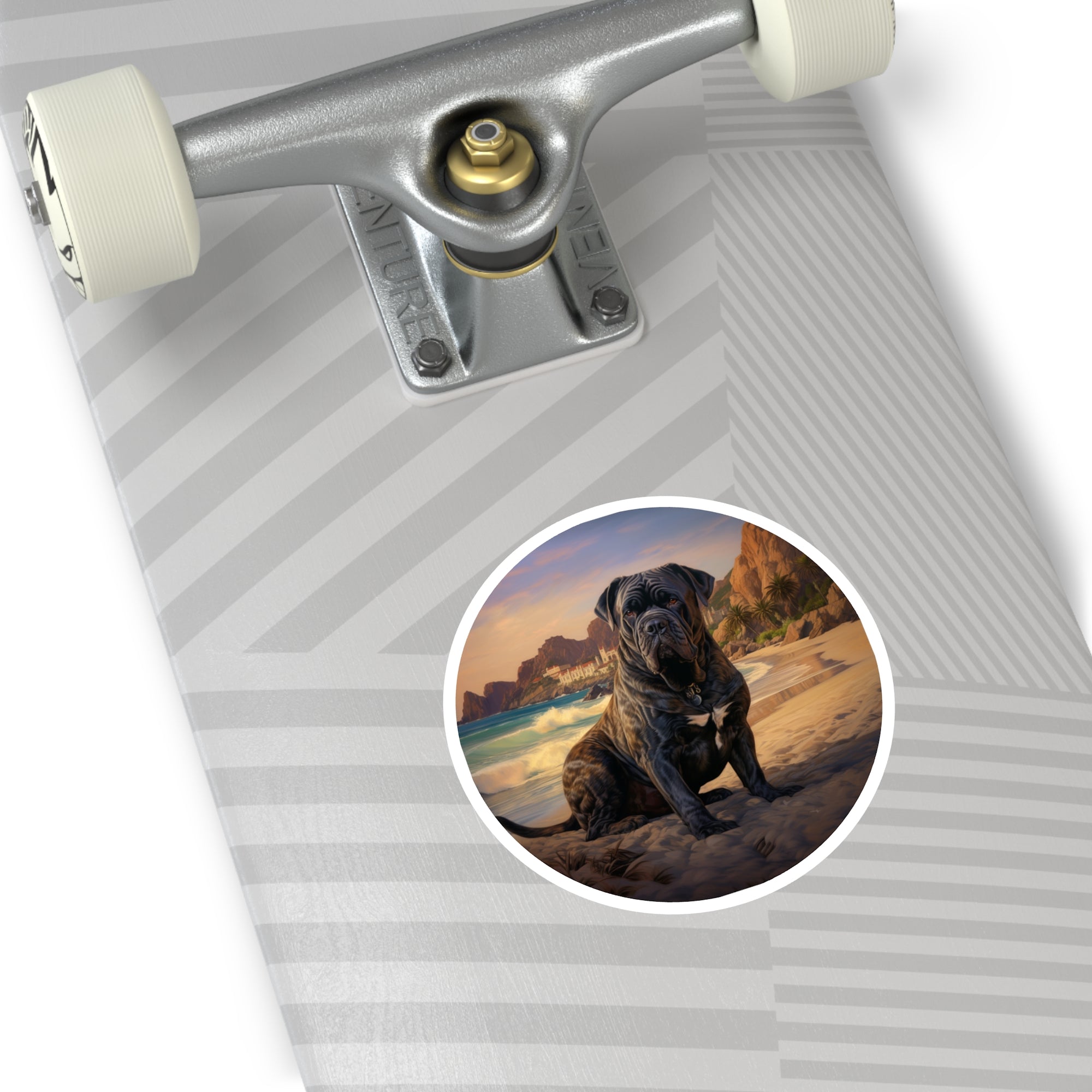 Cane Corso by the Sea, Serene Realism Sticker, Laptop Decal, Beach Vibes