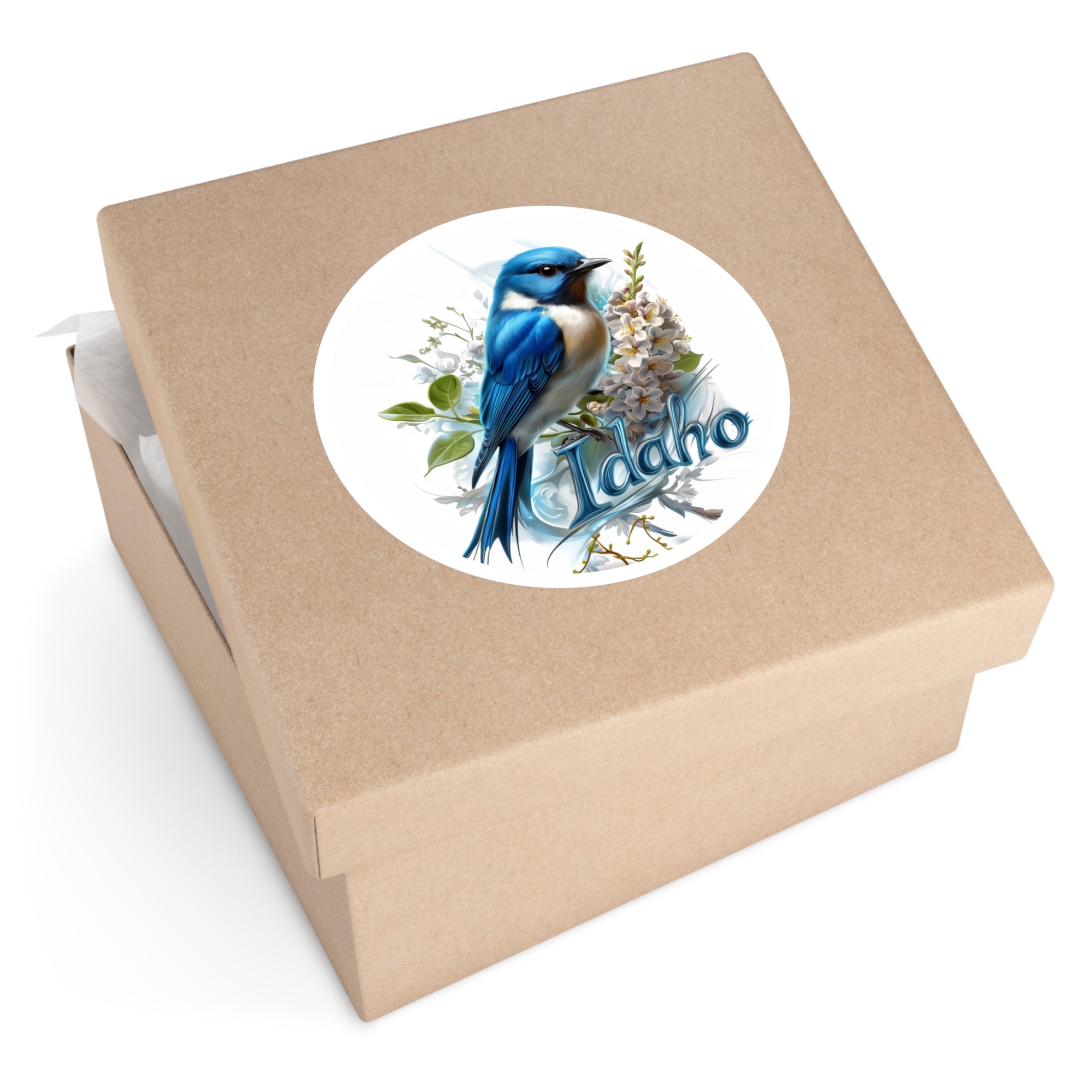 Idaho Bluebird Sticker, State Bird and Flower Art, Syringa Design, Nature Scene