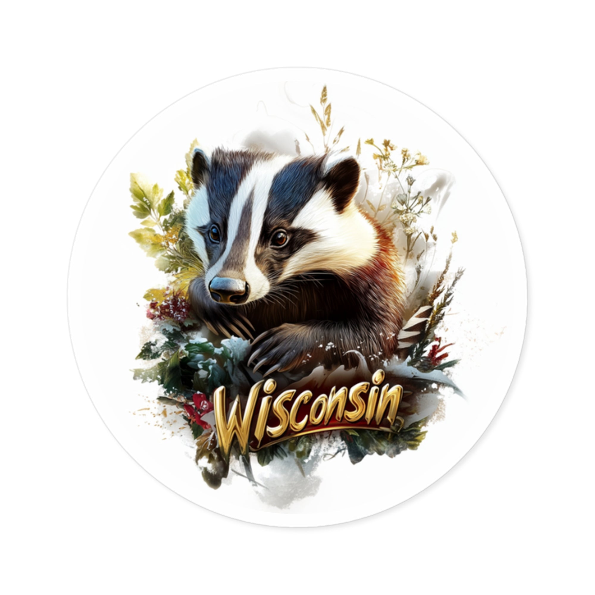Wisconsin Badger Sticker, State Animal Art, Car Decor, Collector’s Gift
