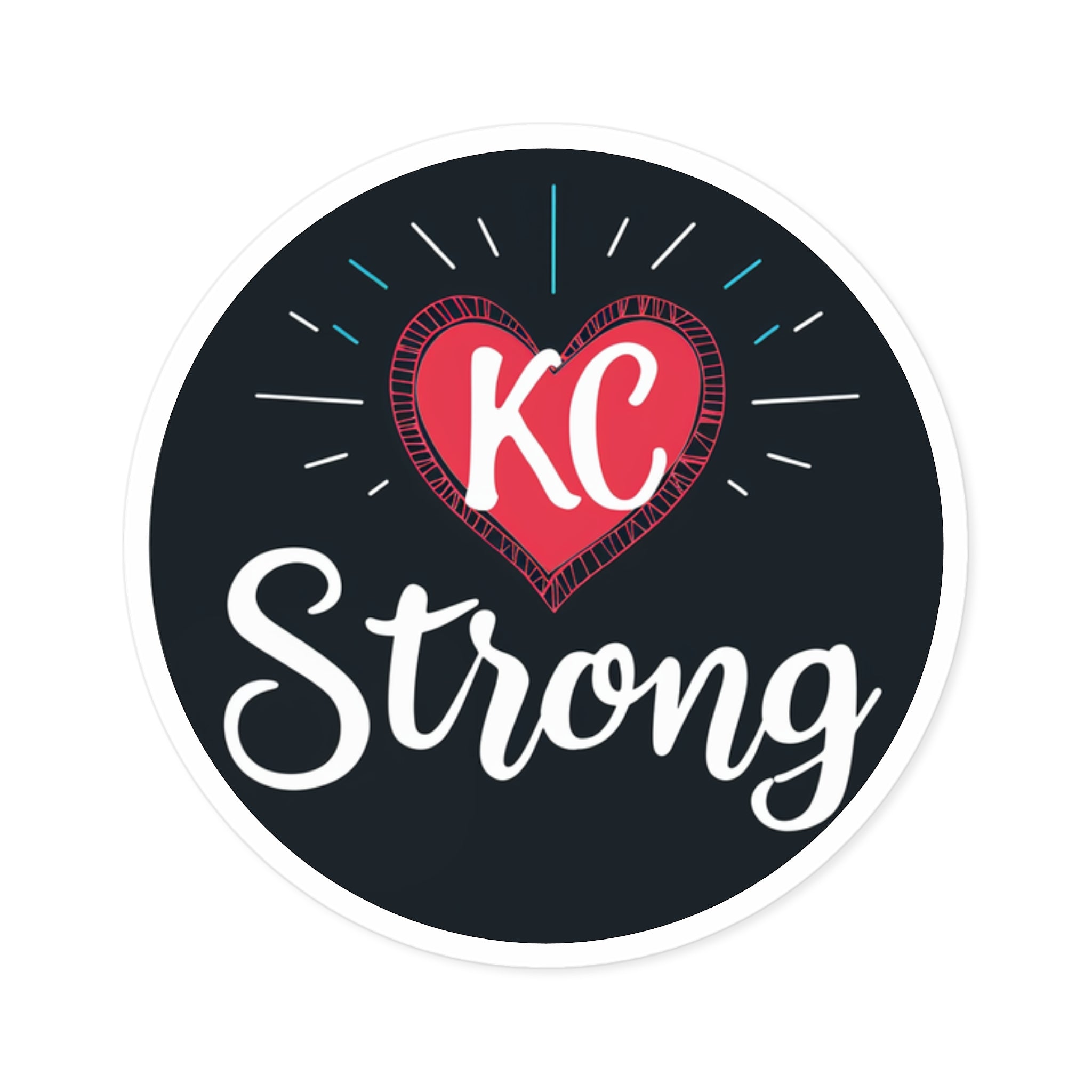 KC Strong Sticker, Heart Design, Community Support Art, Inspirational Gift