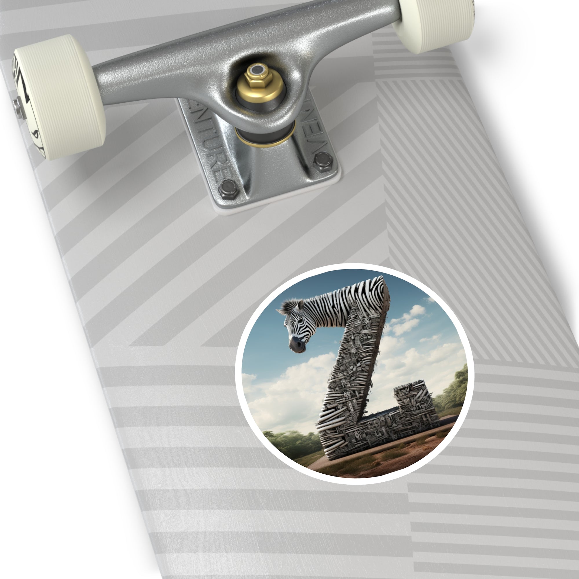 Letter Z Zebra Design, Animal Art Sticker, Black White Decor