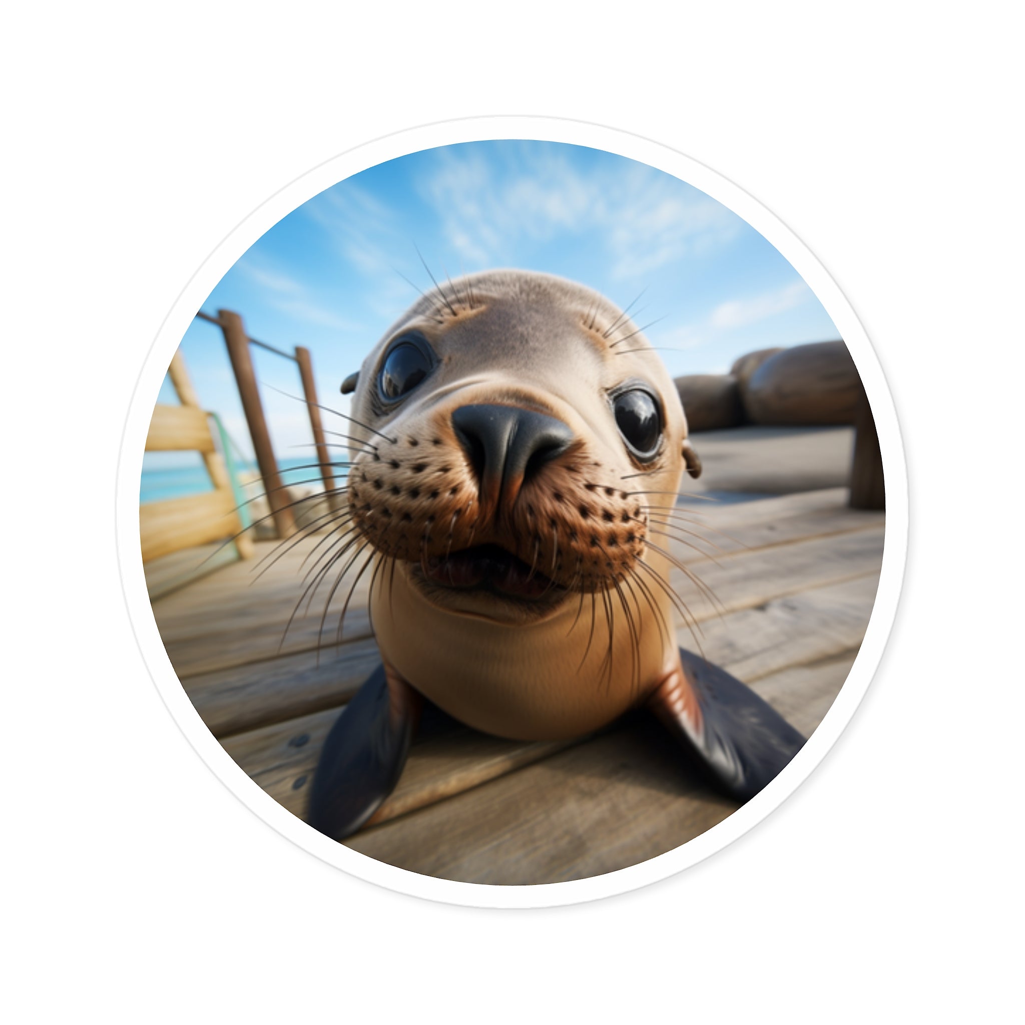 Cute Sea Lion Sticker, Ocean Animal Art, Adorable Marine Design, Happy Gift