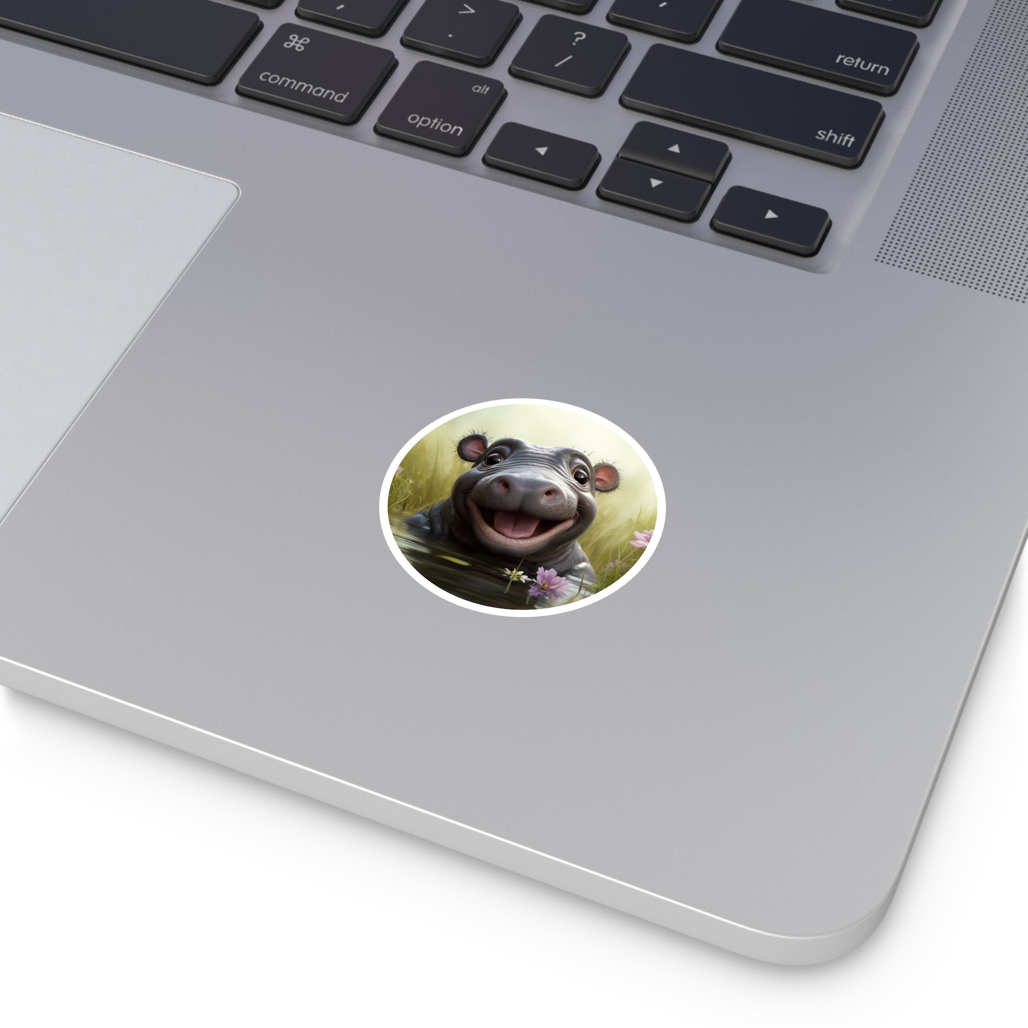 Cute Baby Hippo Sticker, Adorable Animal Art, Happy Water Design, Kids Gift