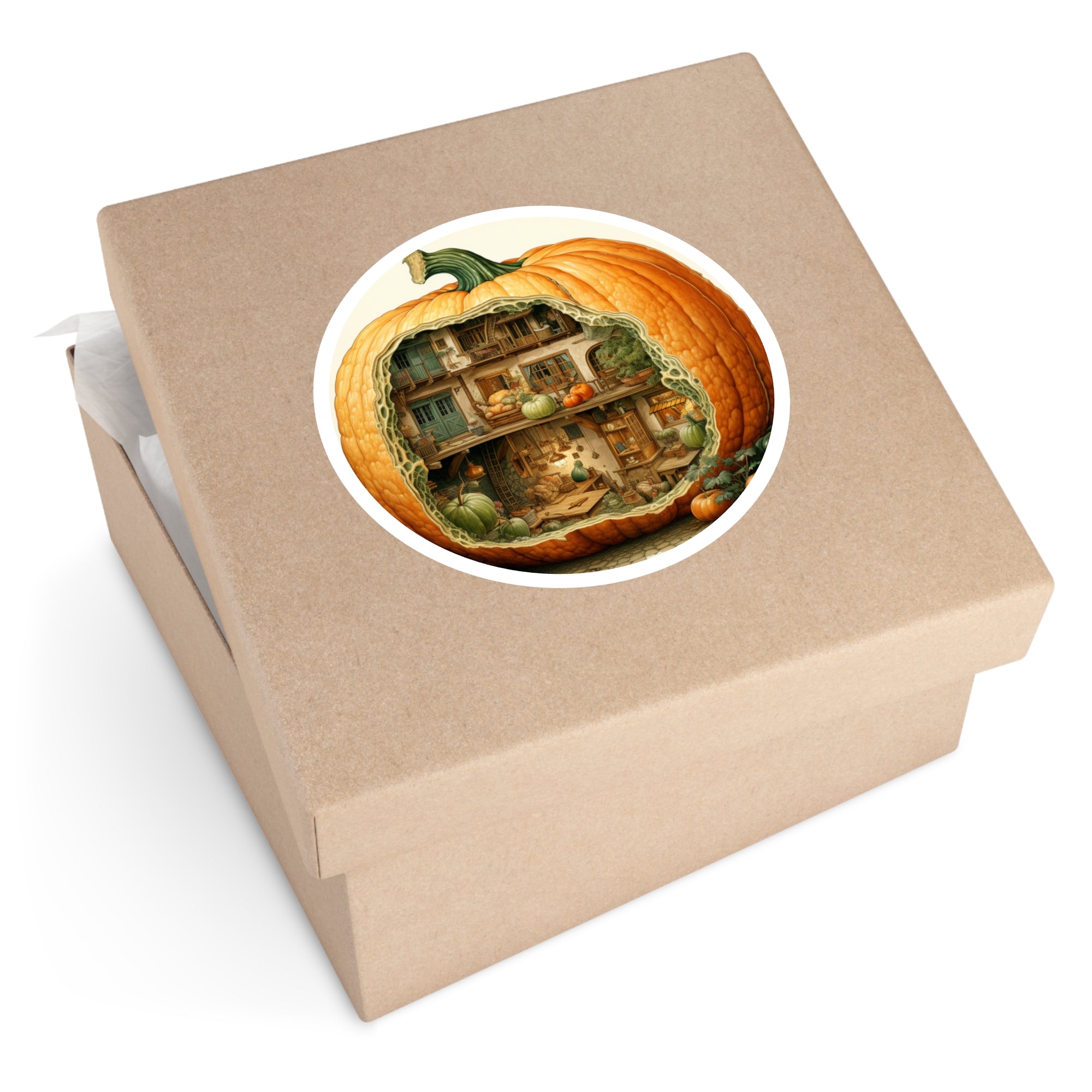 Pumpkin House Sticker, Cozy Autumn Design, Whimsical Halloween Art