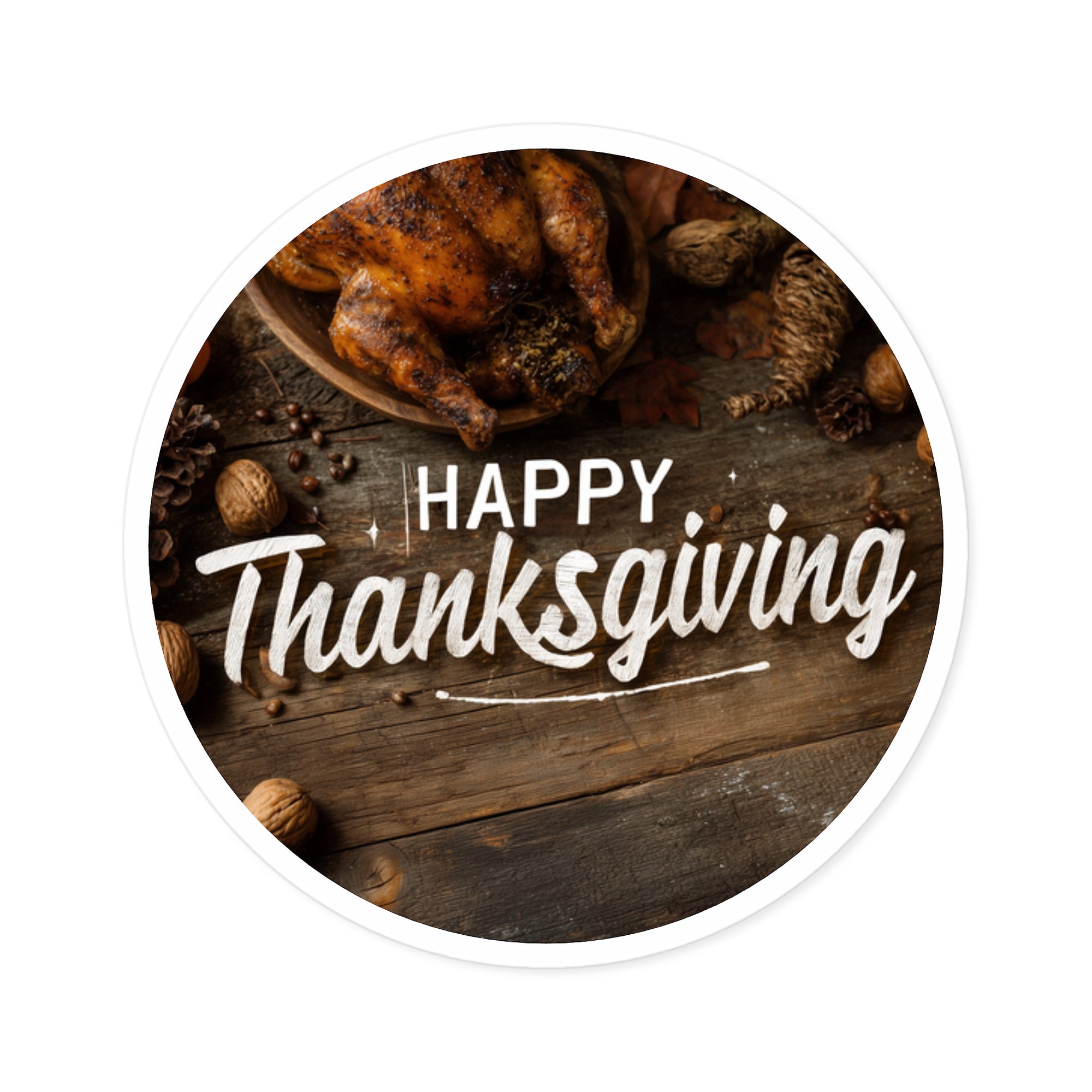 Happy Thanksgiving Sticker, Rustic Feast Art, Cozy Autumn Design, Holiday Gift