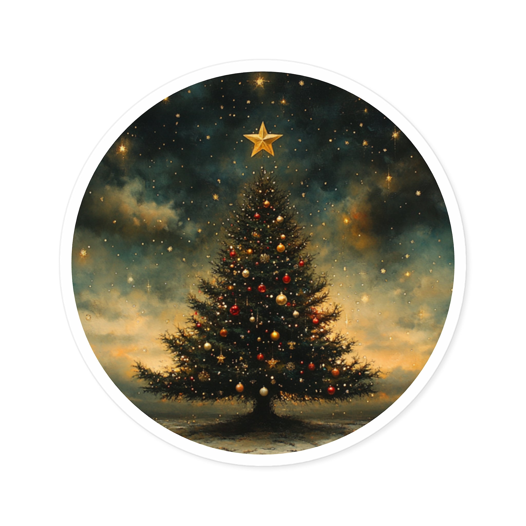 Christmas Tree, Holiday Art Sticker, Seasonal Decor, Festive Gift