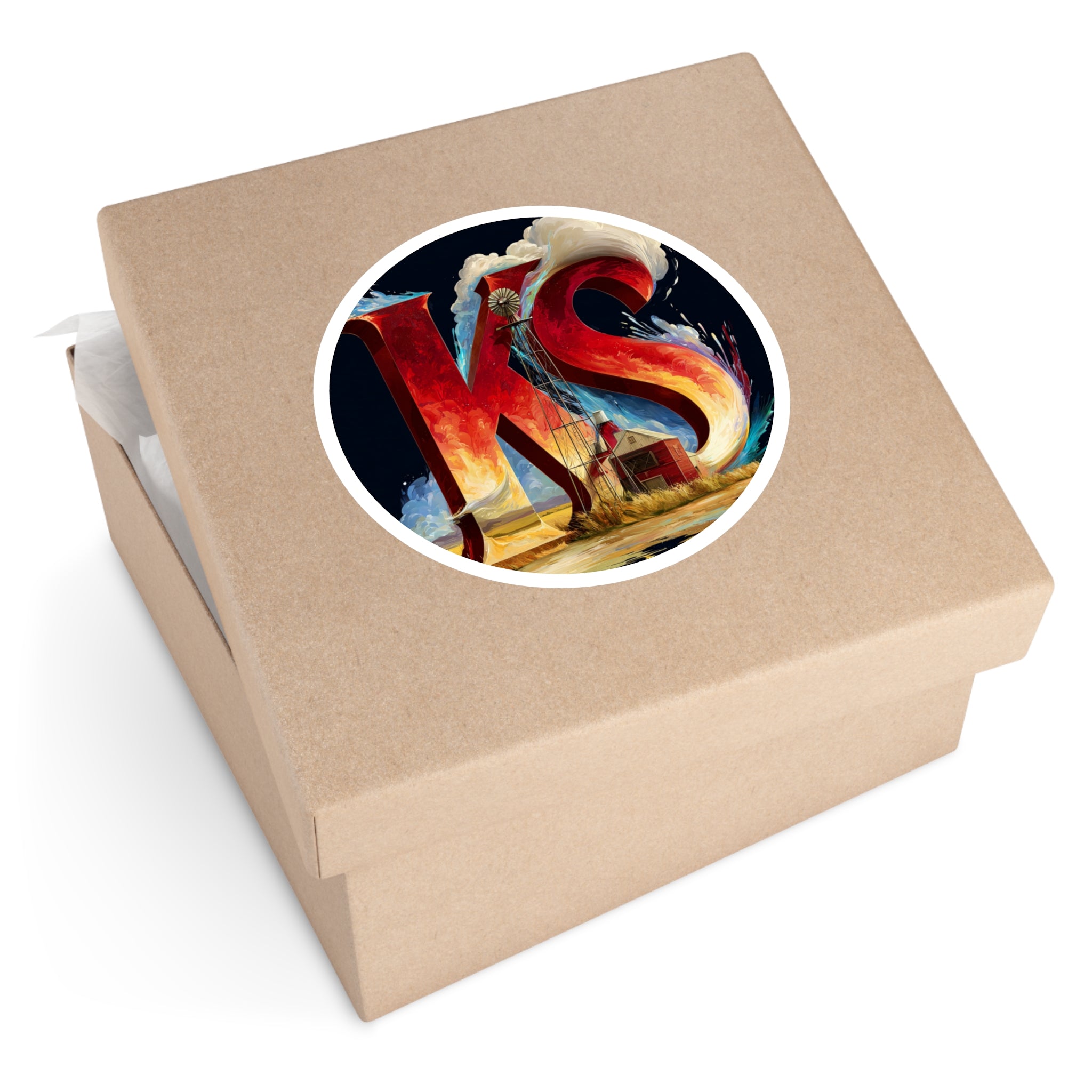 KS Sticker, Kansas Pride Art, Windmill Landscape Design, Rustic Gift