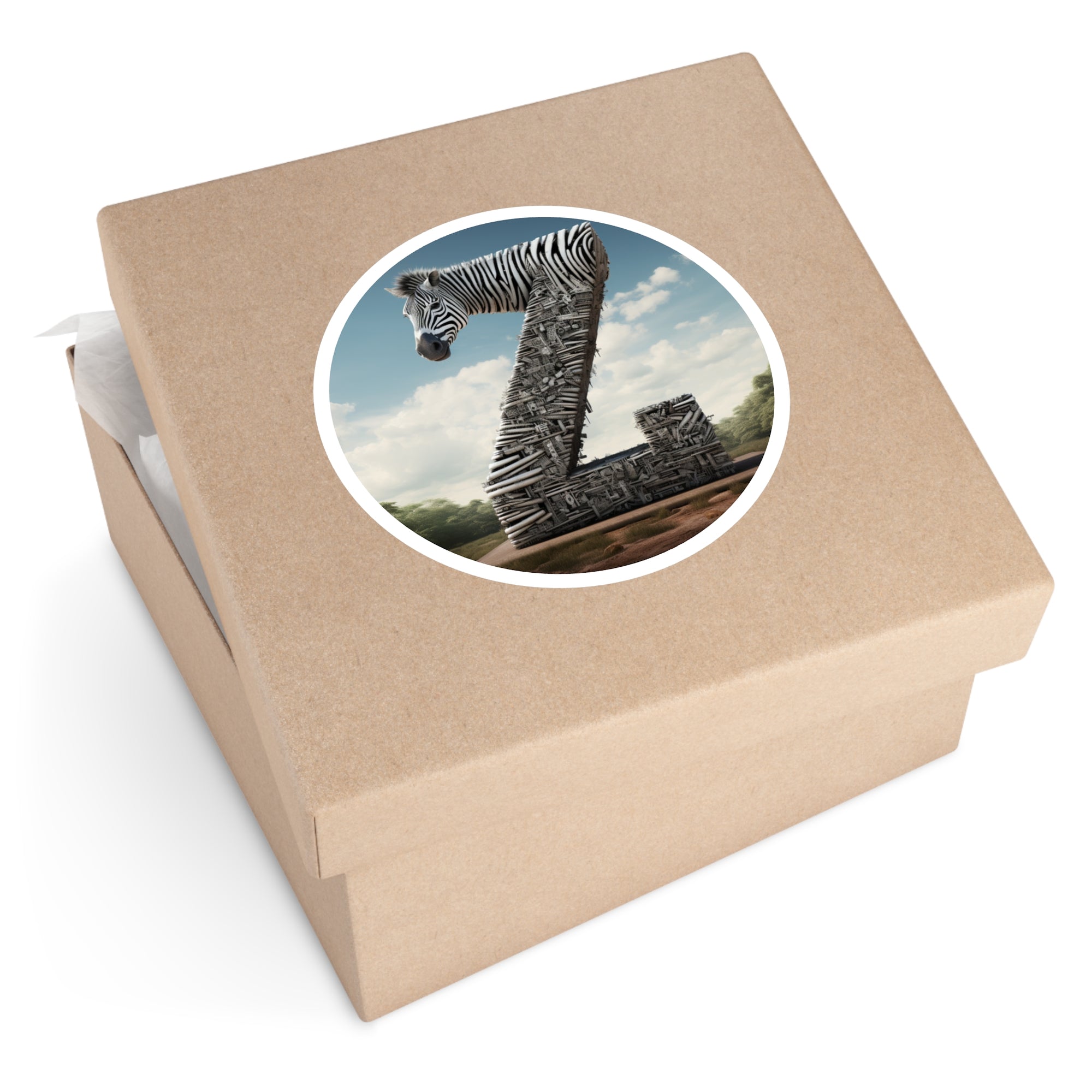 Letter Z Zebra Design, Animal Art Sticker, Black White Decor