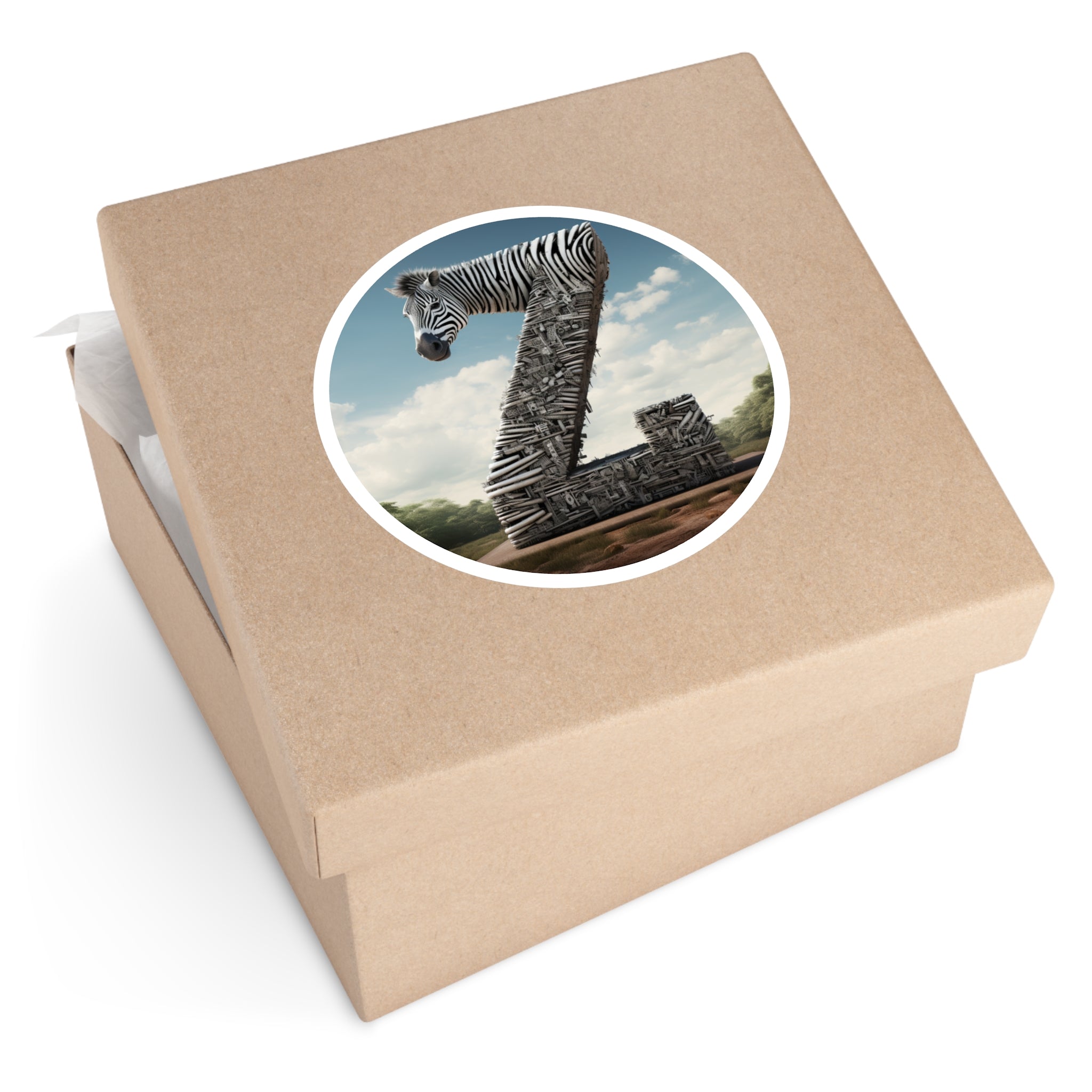 Letter Z Zebra Design, Animal Art Sticker, Black White Decor