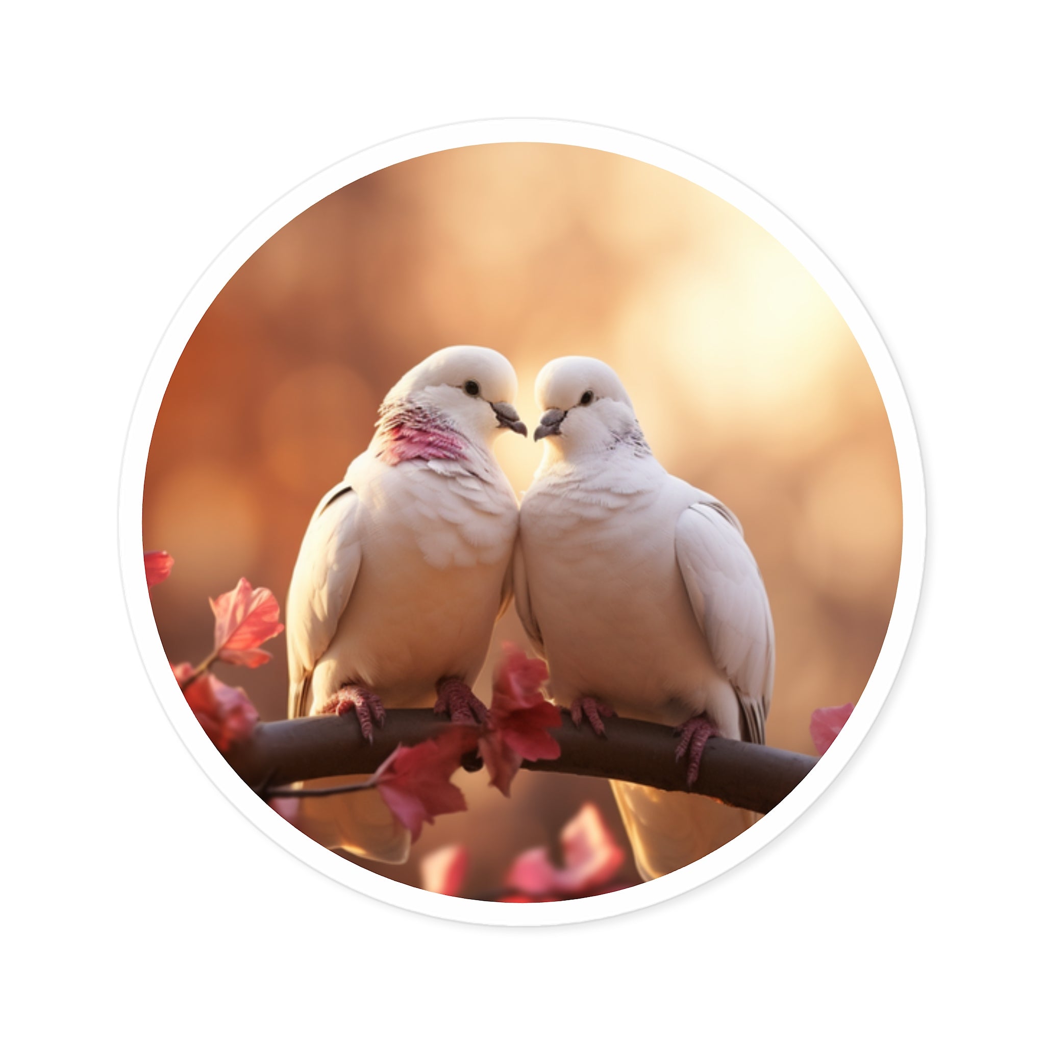 Love Doves, Peace Bird Sticker, Romantic Art, Serene Gift