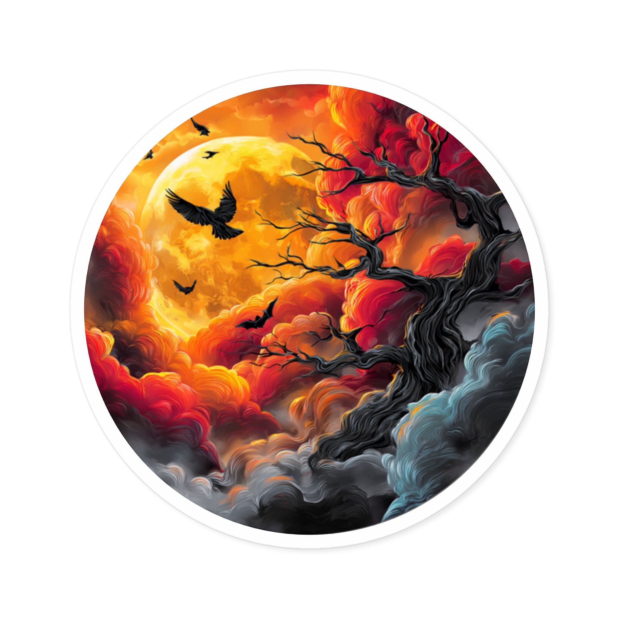 Halloween Moon, Fall Art Sticker, Spooky Decor, Night Gift