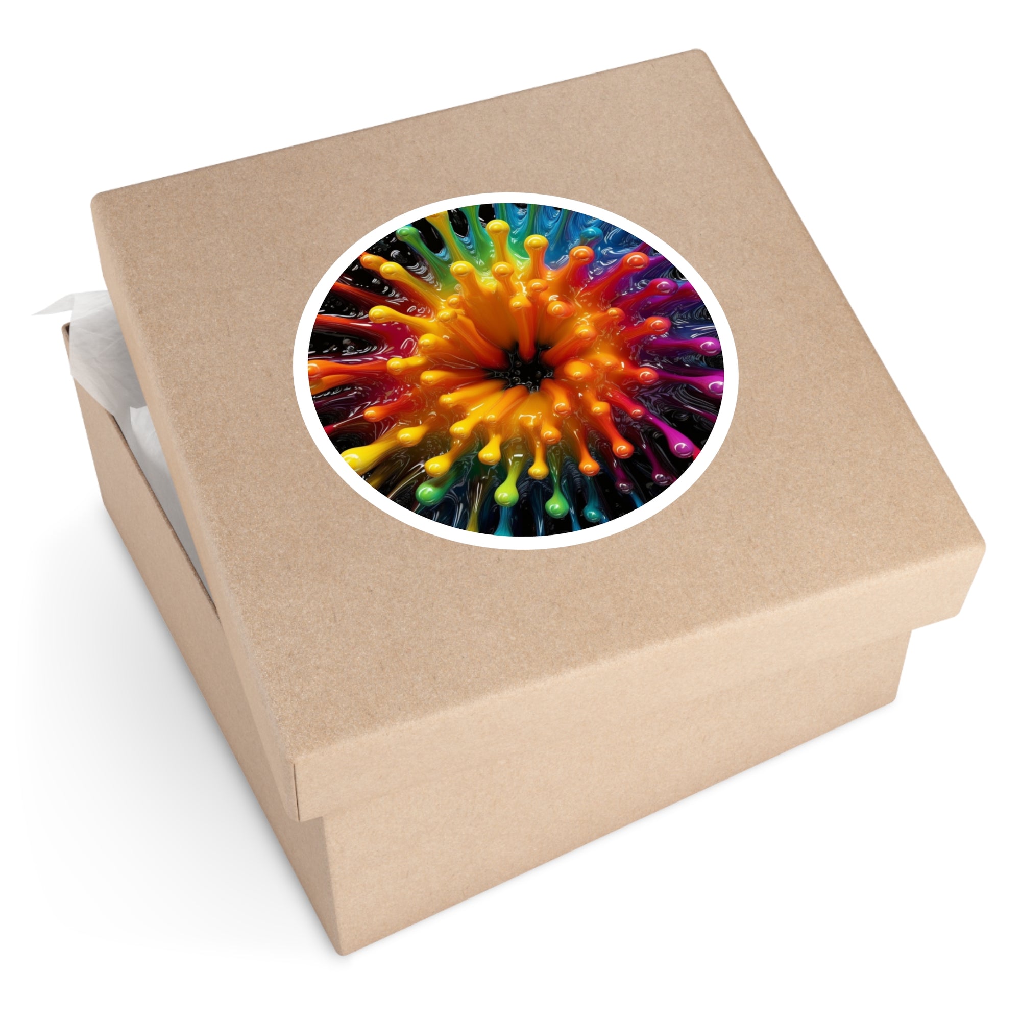Color Burst Fireworks Sticker, Trippy Design, Explosive Art, Rainbow Pop