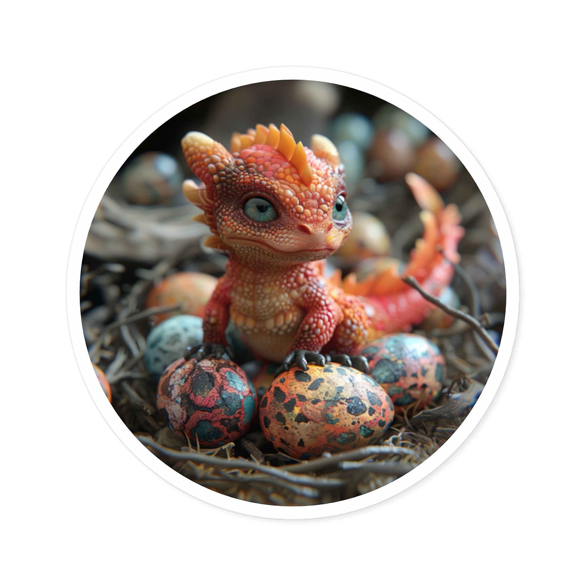 Baby Dragon Eggs, Fantasy Creature Sticker, Cute Hatchling Art, Mythical Design