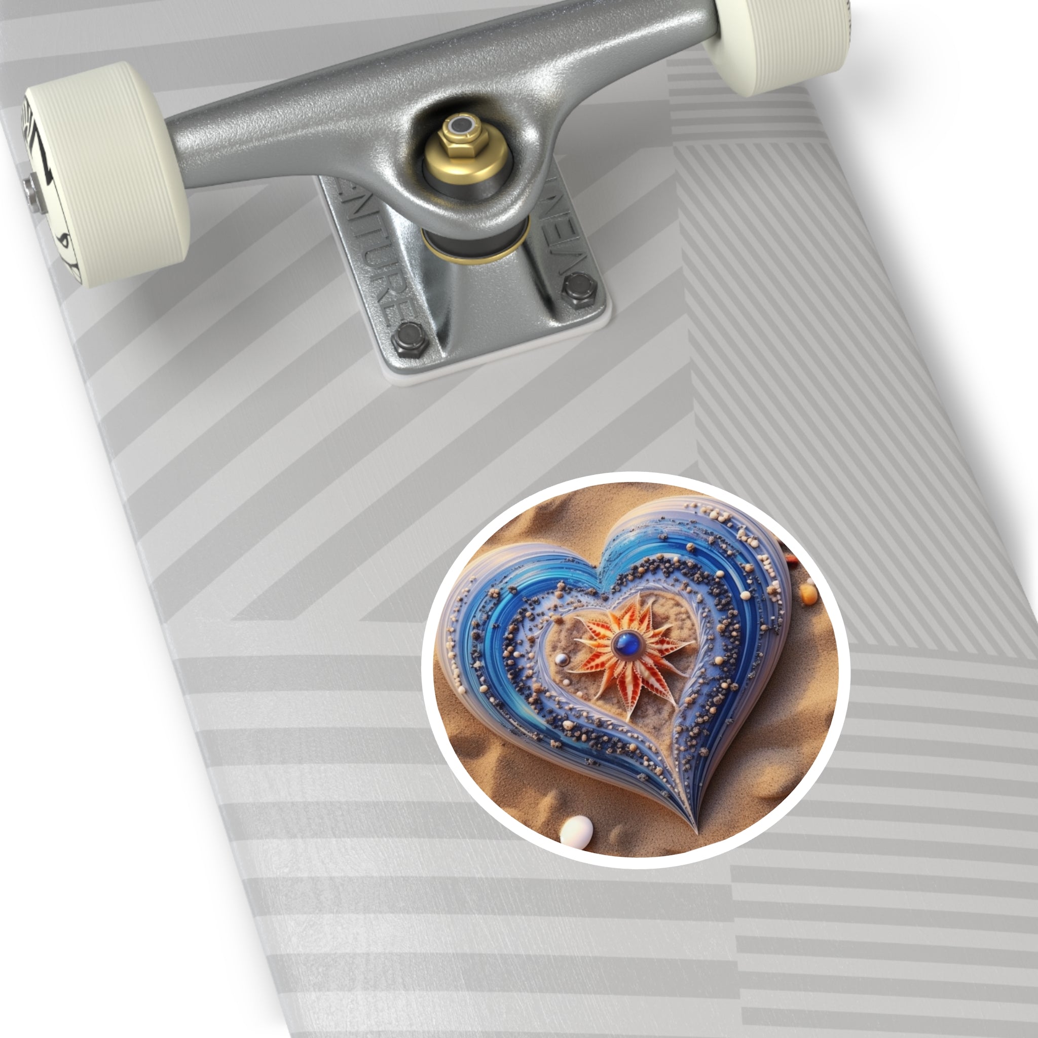 Beach Heart, Seashell Art Sticker, Coastal Design, Ocean Gift