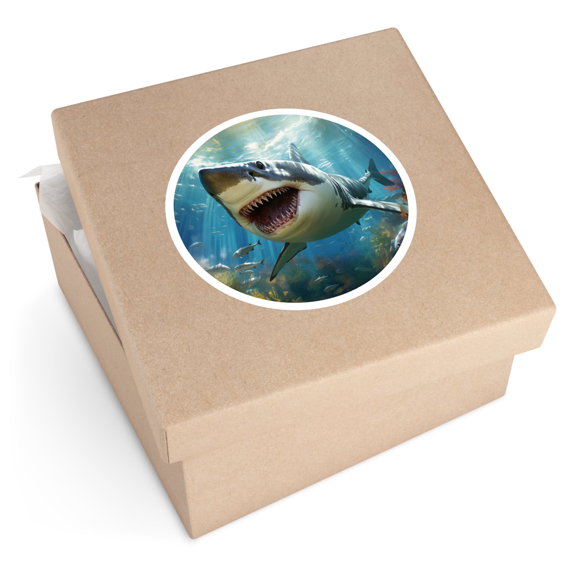 Great White Shark, Ocean Depths Sticker, Sea Predator, Aquatic Adventure