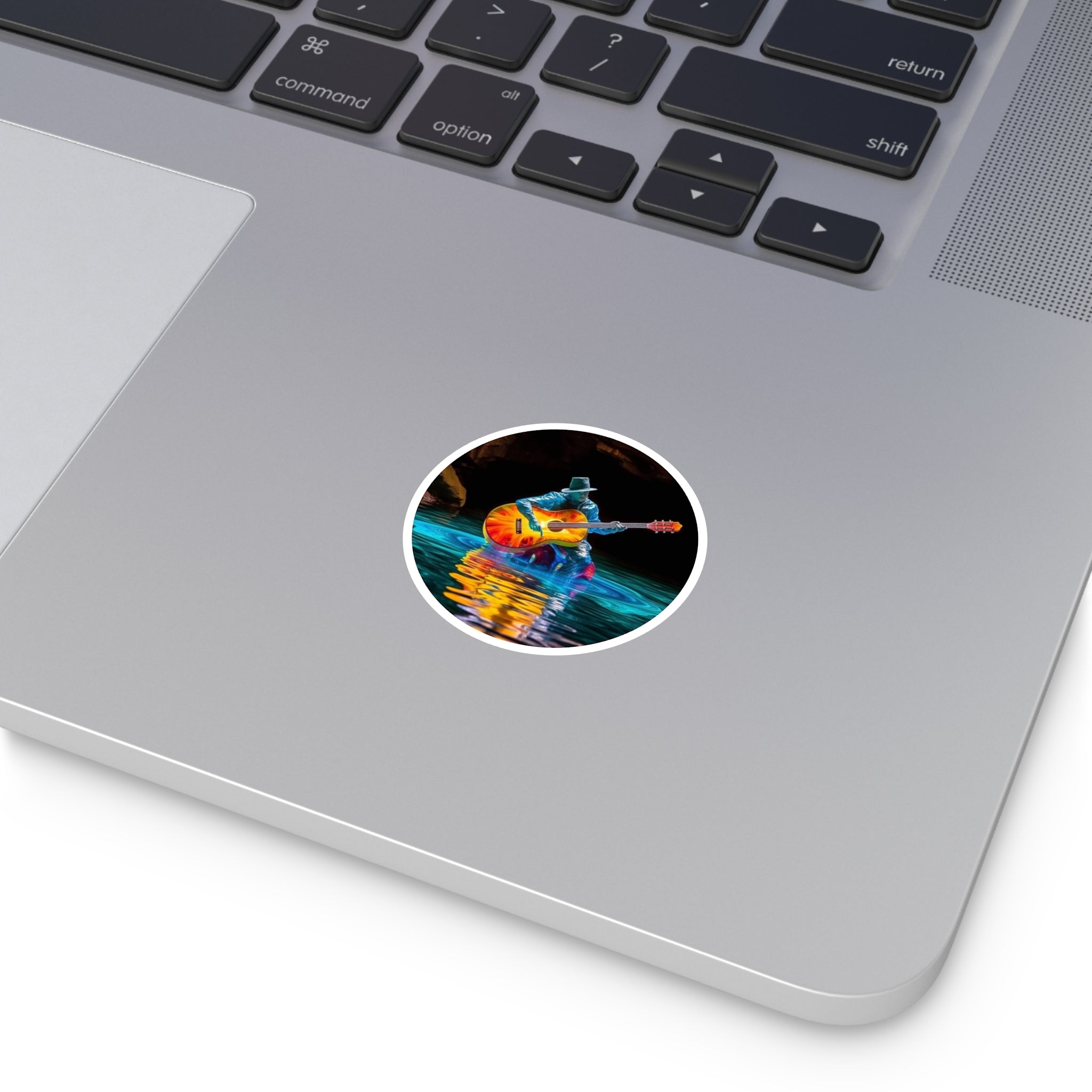 Glass Kayak Sticker, Reflective Water Design, Nature Adventure, Dreamlike Scene