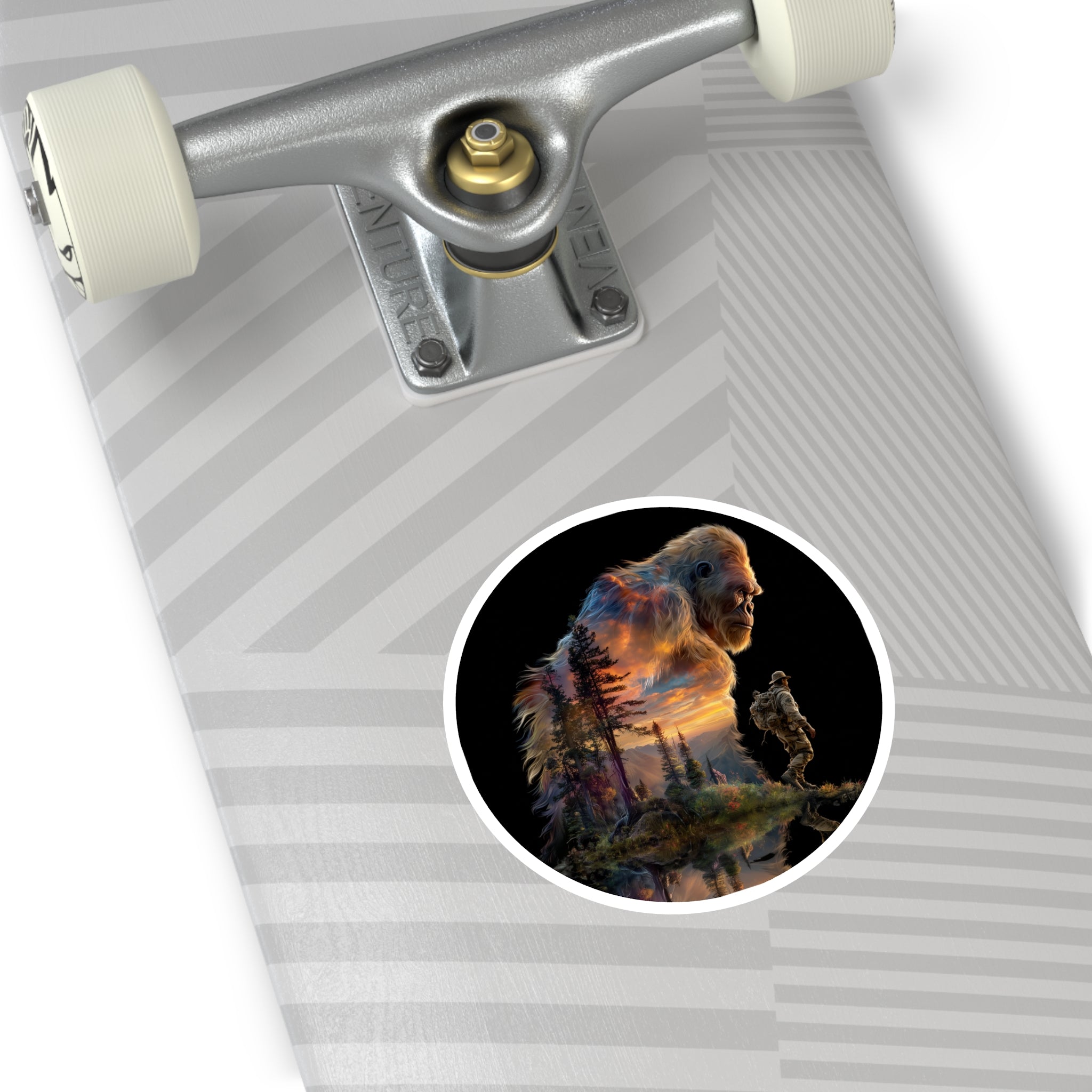 Sunset Sasquatch Sticker, Realistic Fantasy Art, Explorer Theme, Nature Collector