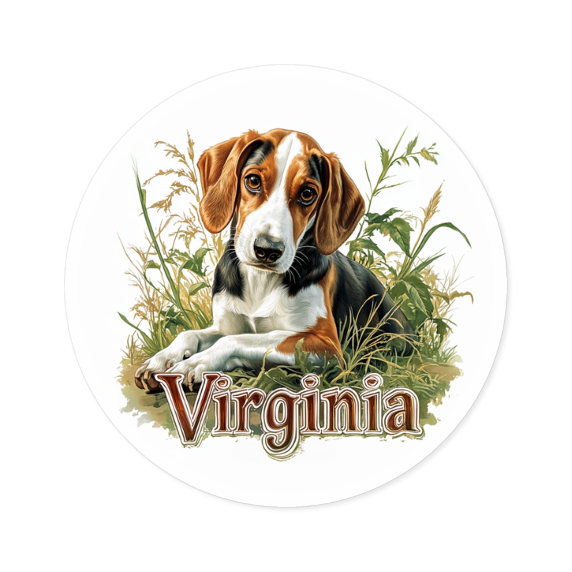 Virginia Foxhound, Classic Dog Sticker, State Pride, Nature Scene