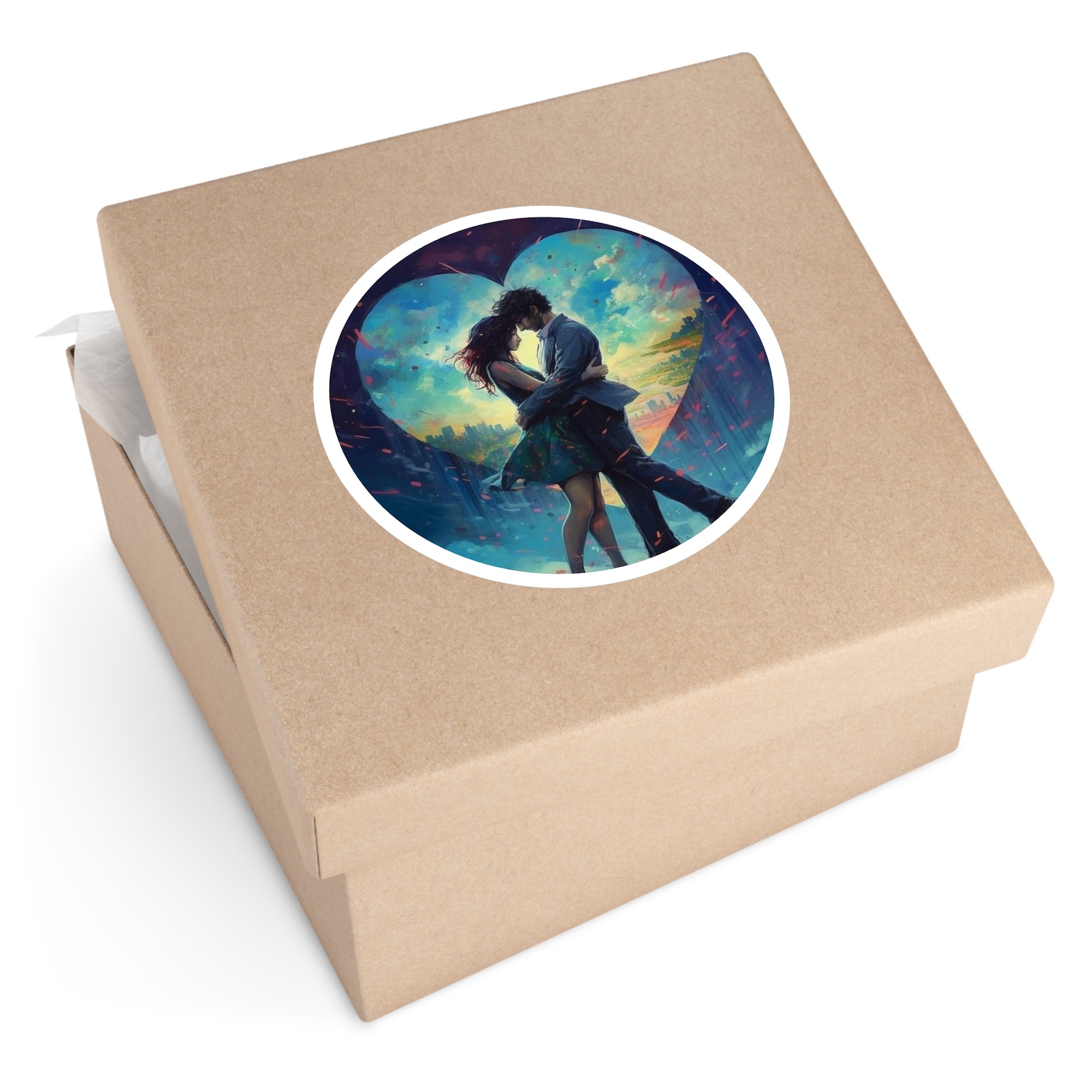 Love in the City Art Sticker, Dramatic Romance Style, Gift Idea, Mood Aesthetic