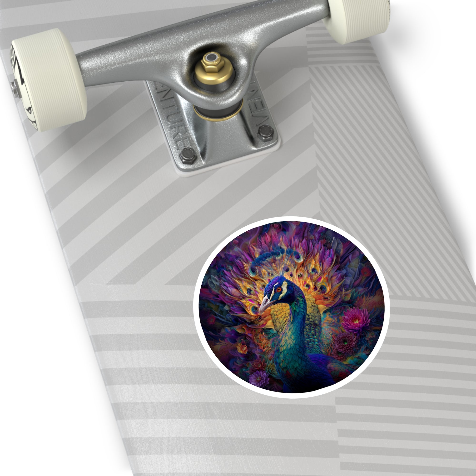 Psychedelic Peacock, Trippy Vinyl Sticker, Colorful Bird Art, Aesthetic Laptop or Bottle Design