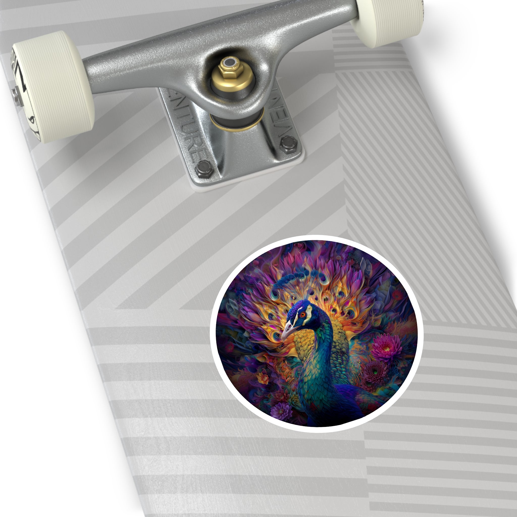 Psychedelic Peacock, Trippy Vinyl Sticker, Colorful Bird Art, Aesthetic Laptop or Bottle Design
