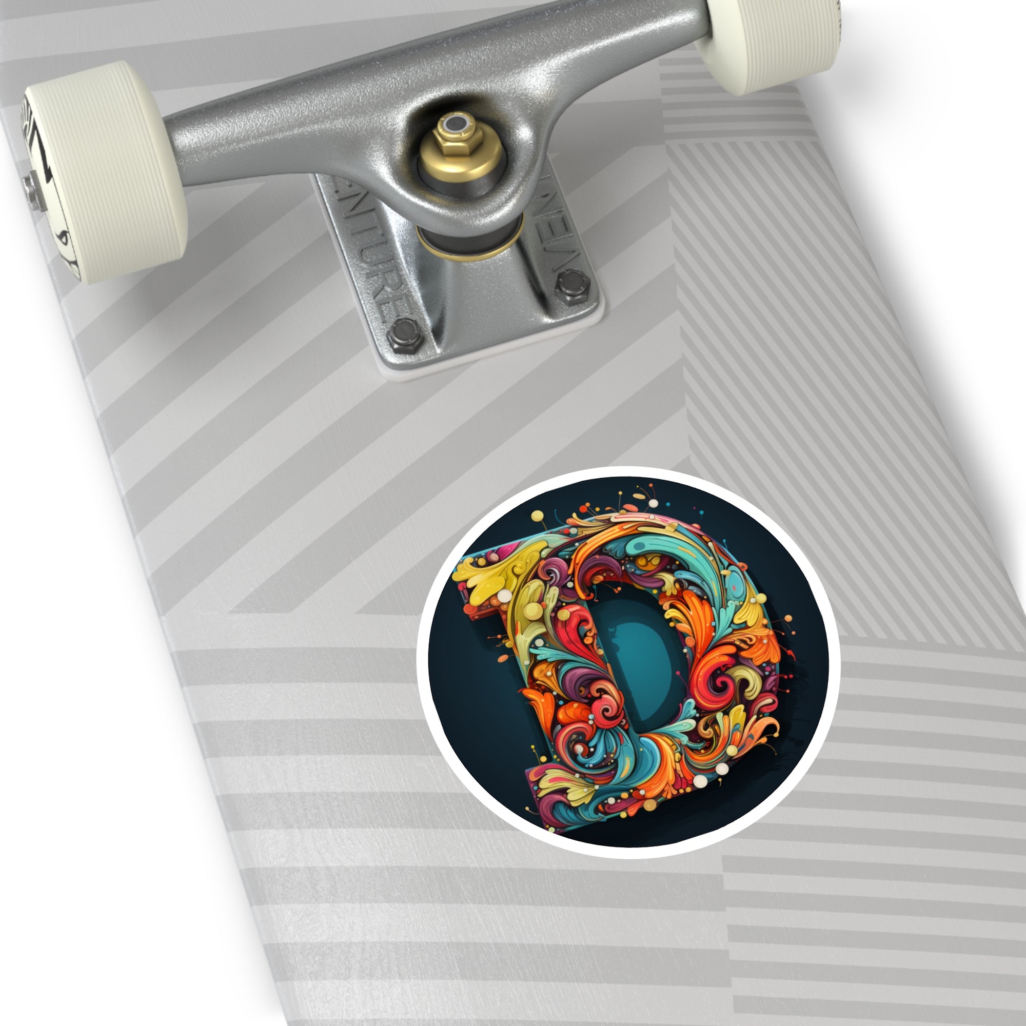 Letter D Groovy Font, Retro Color Sticker, Fun Artistic Gift