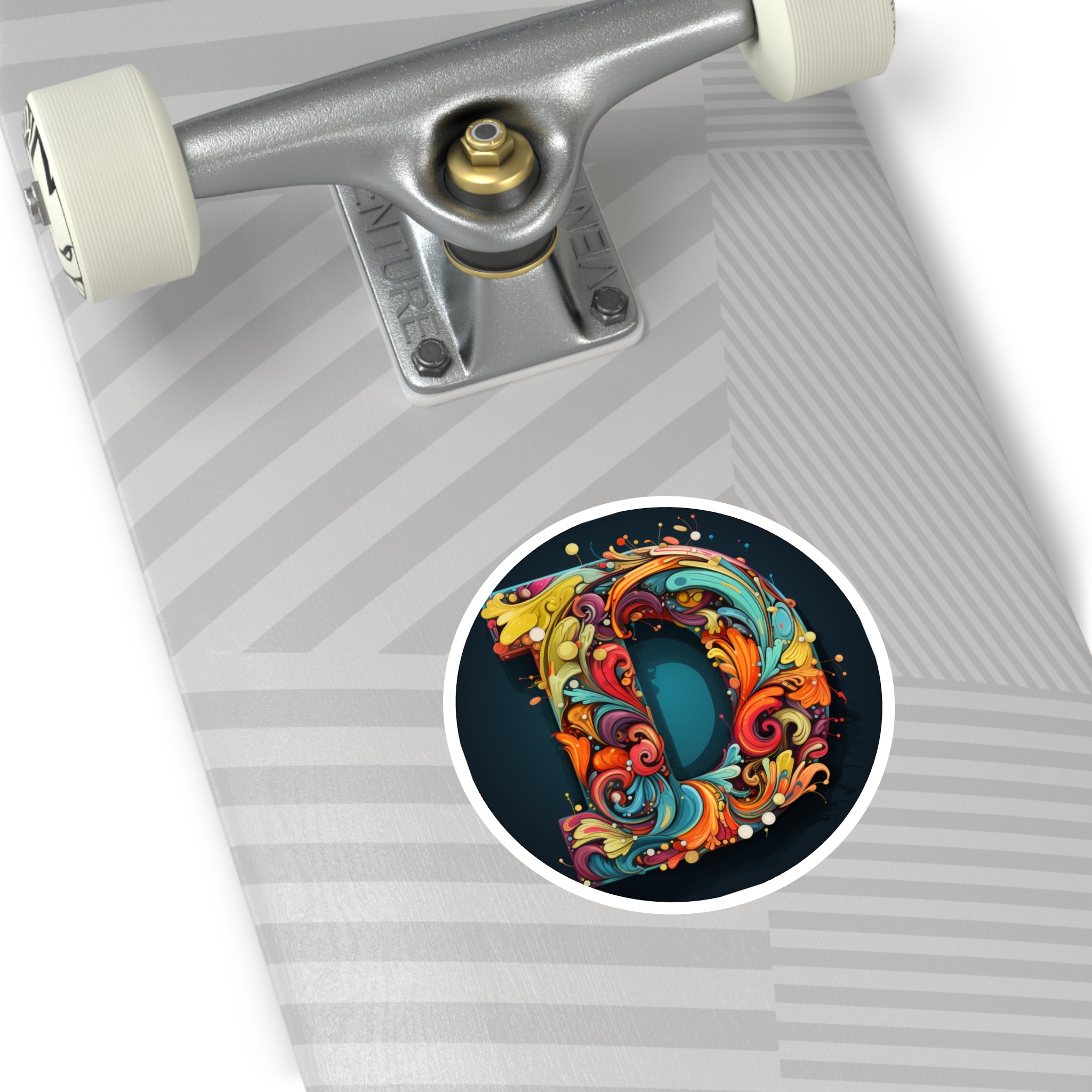 Letter D Groovy Font, Retro Color Sticker, Fun Artistic Gift