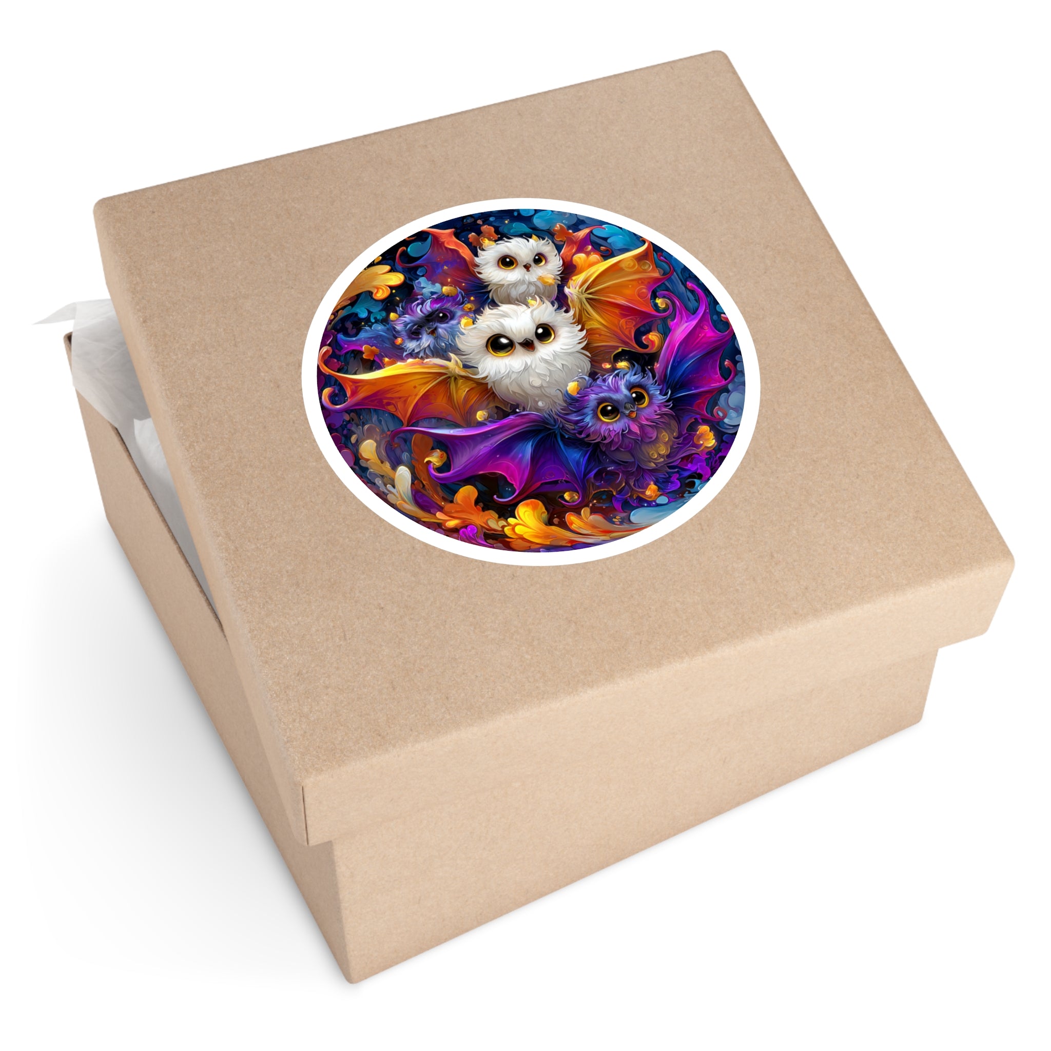 Colorful Baby Bats Sticker, Halloween Art, Cute Fantasy Design