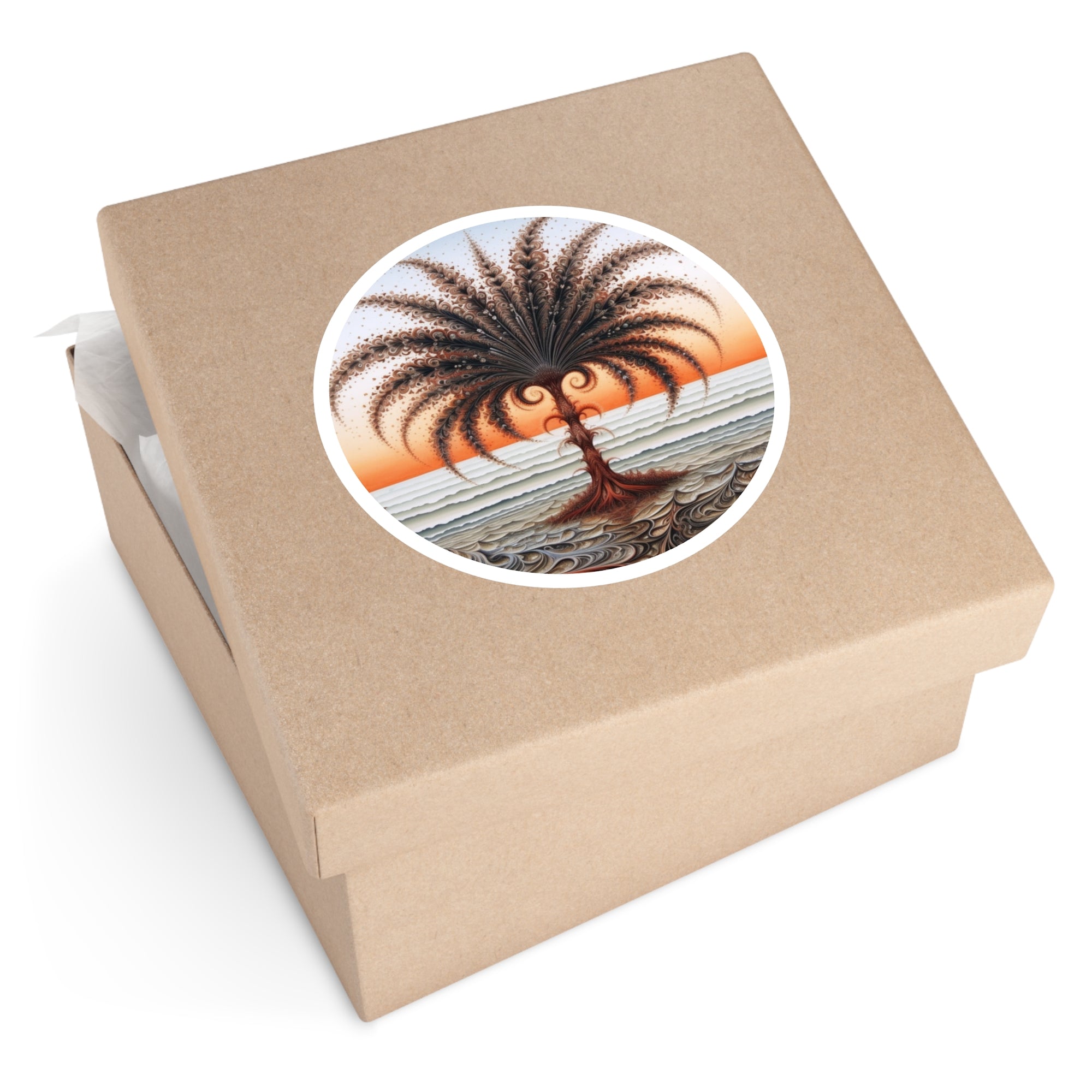 Beach Palm Tree Sticker, Relaxing Art Style, Travel Decor