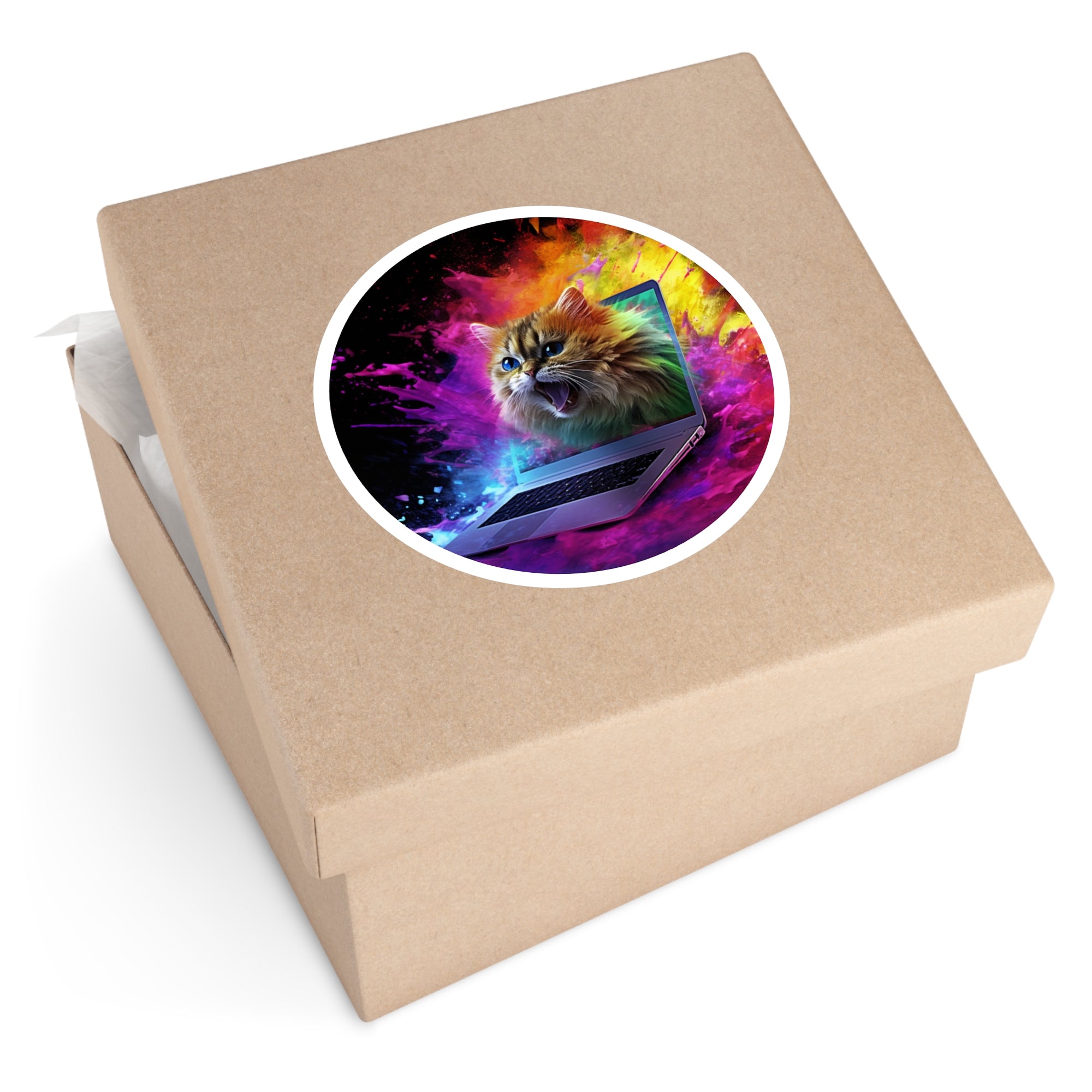 Color Splash Cat, Fun Art Sticker, Laptop Decor, Creative Gift