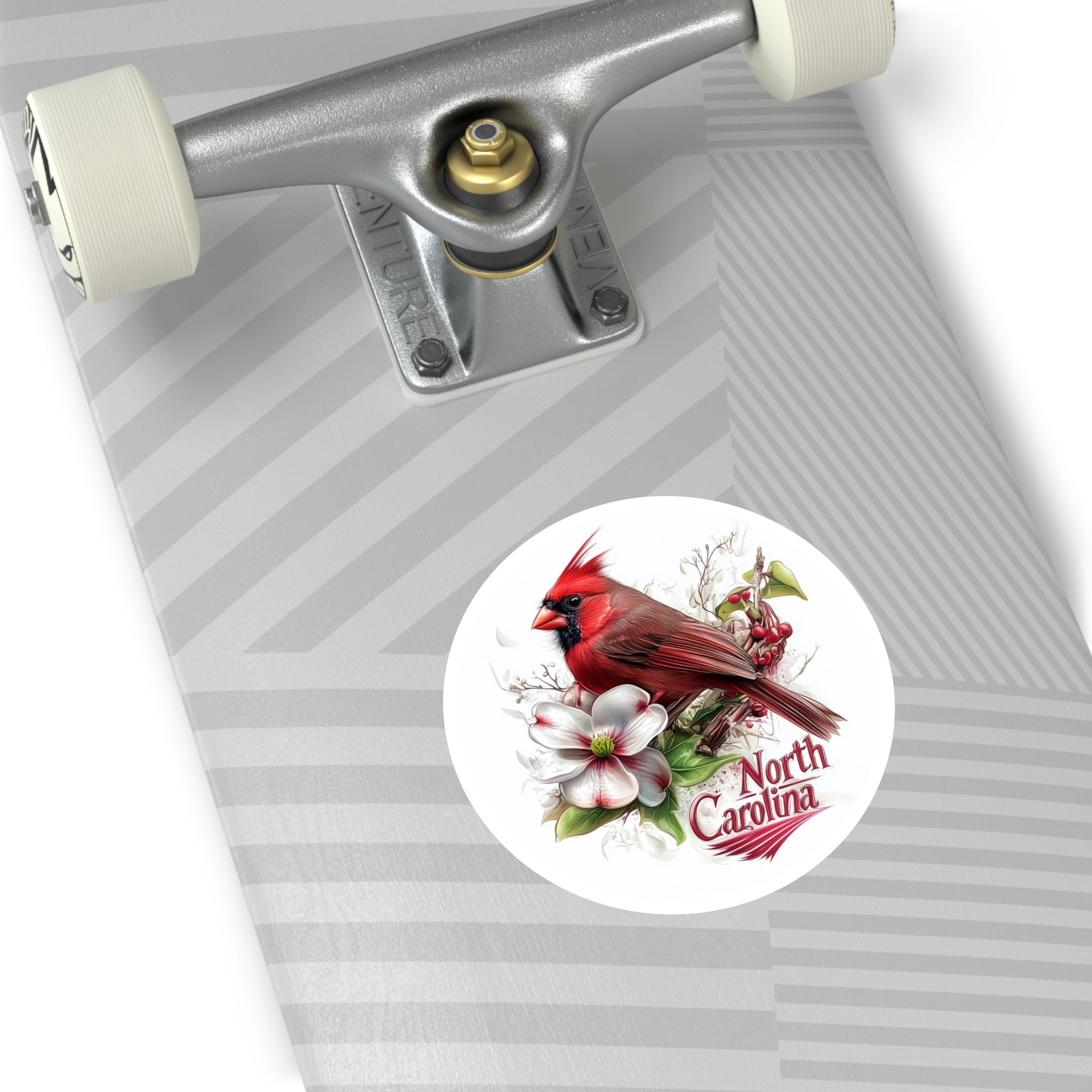 North Carolina Cardinal, Dogwood Flower Sticker, State Pride Art, Nature Design